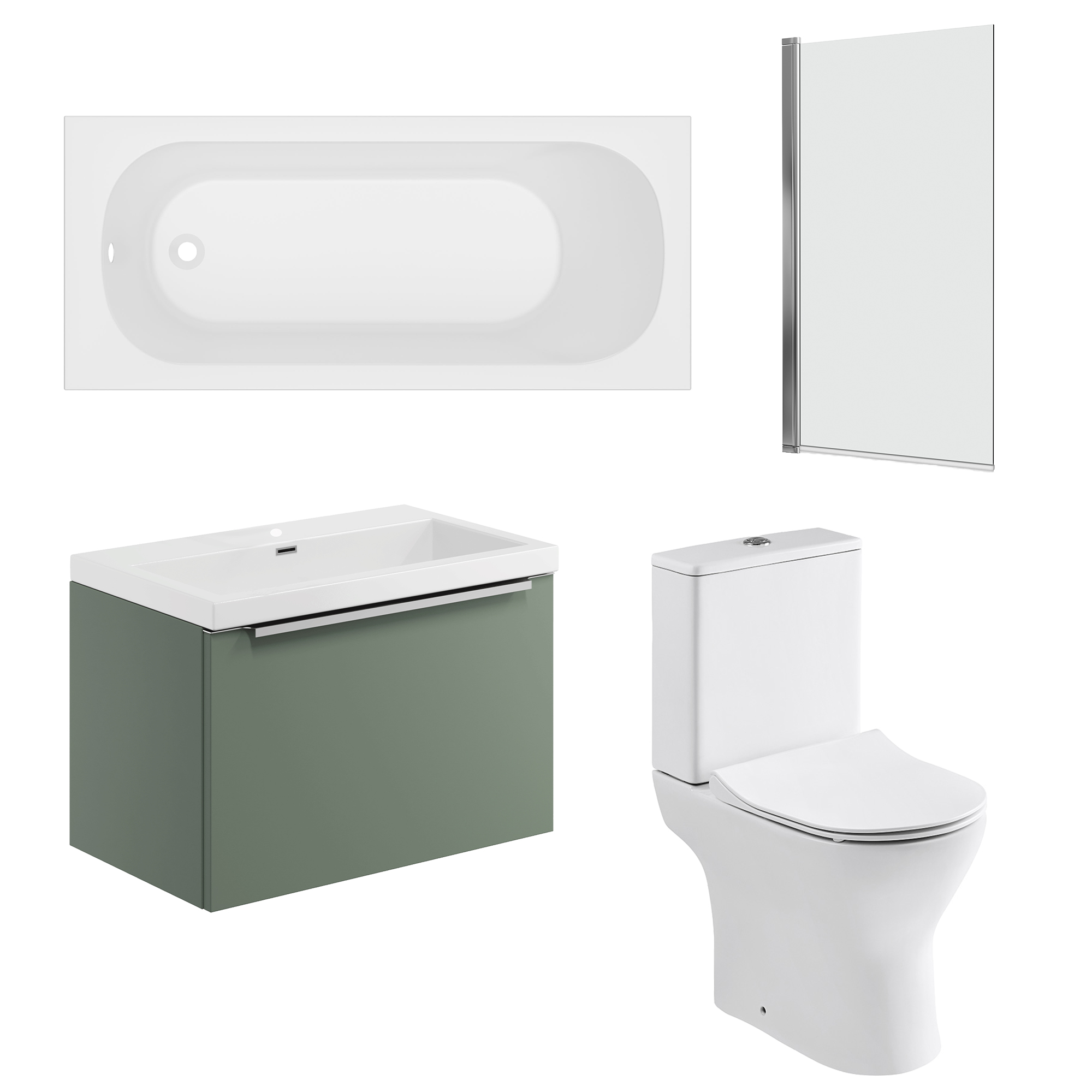 Freddie Reinforced Shower Bath Suite with Rimless Toilet