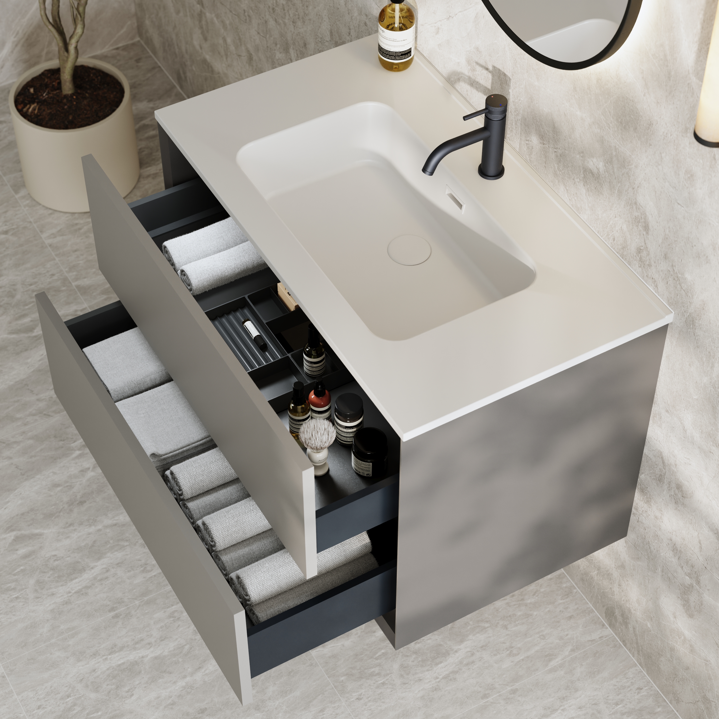 Oslo 800mm Wall Mounted Vanity Unit & Matt White Basin