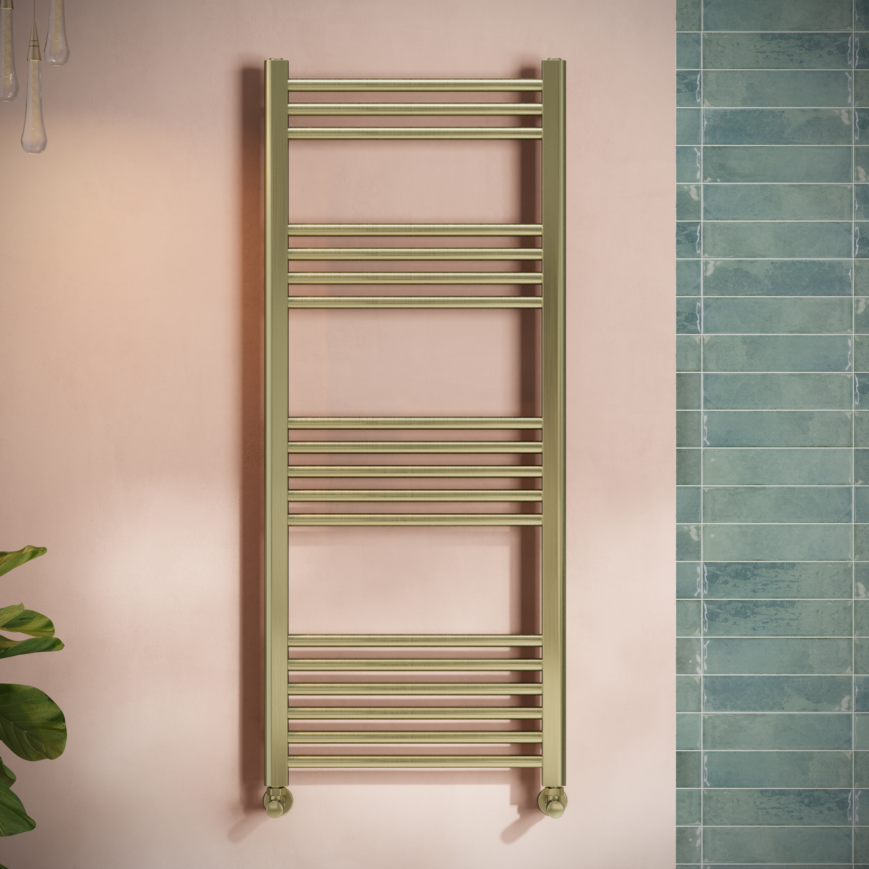 Toasty Glow Brushed Brass 22mm Heated Ladder Towel Rail