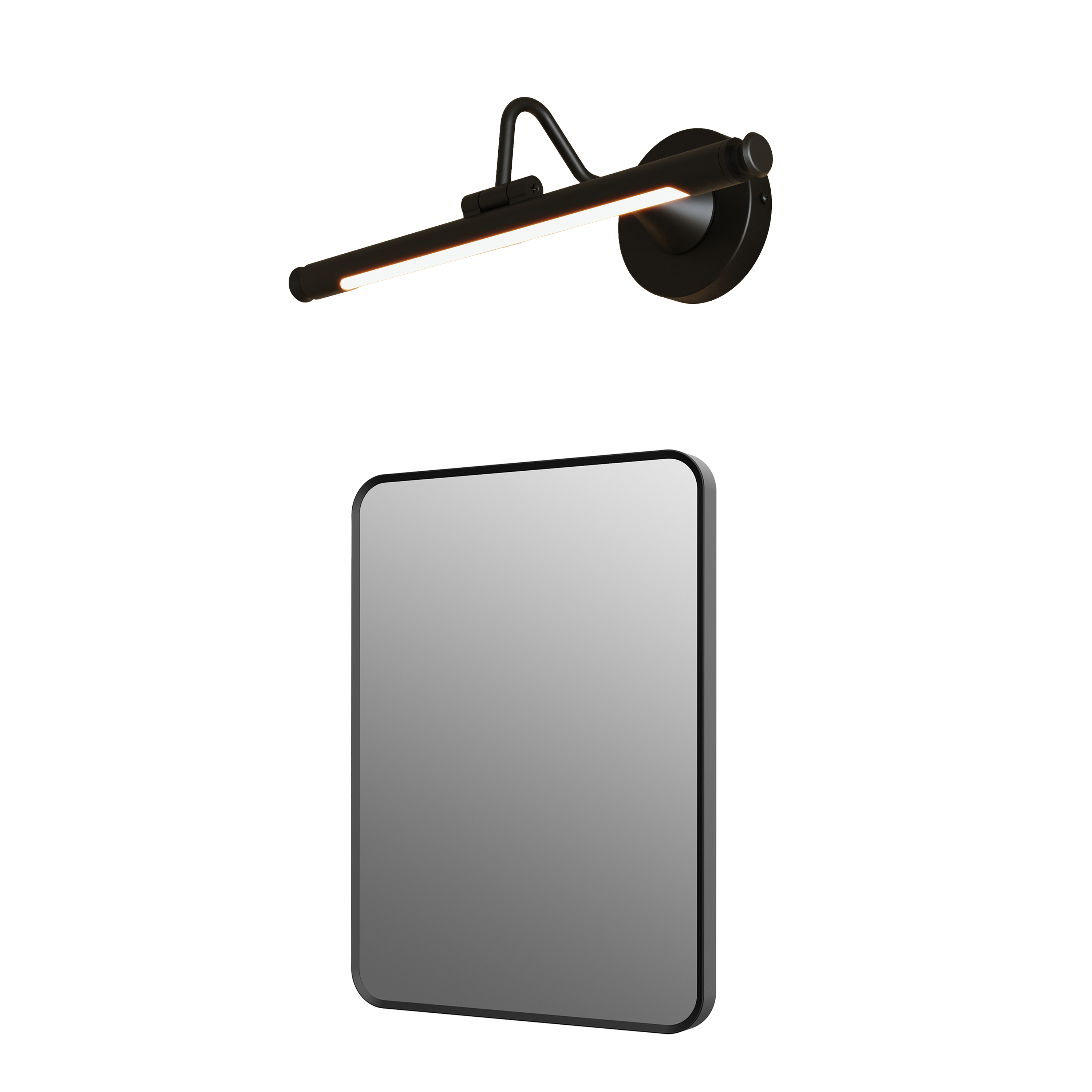 Finn Matt Black Framed Mirror with Picture Wall Light