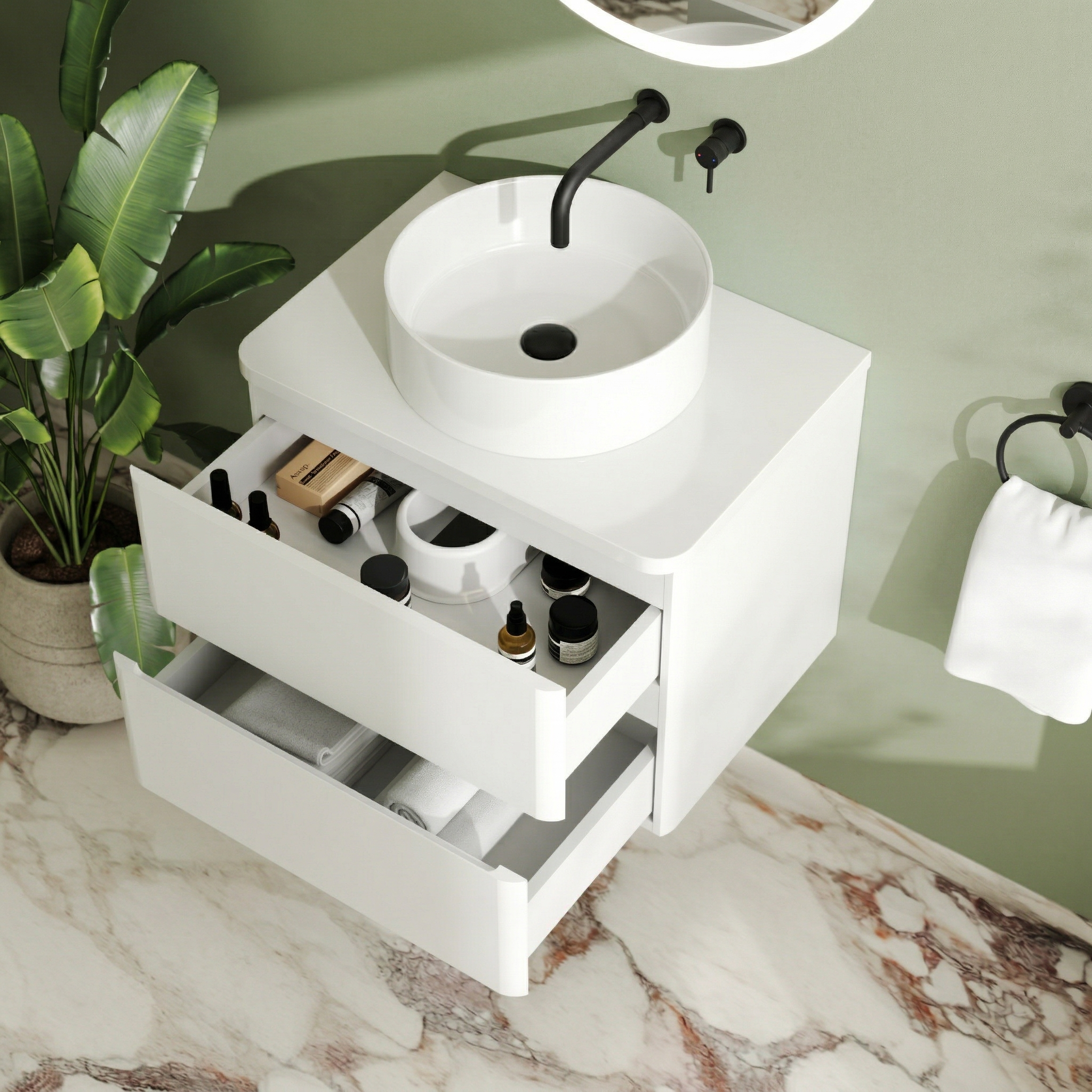 Drench Origin 600mm Wall Mounted Vanity Unit & Countertop