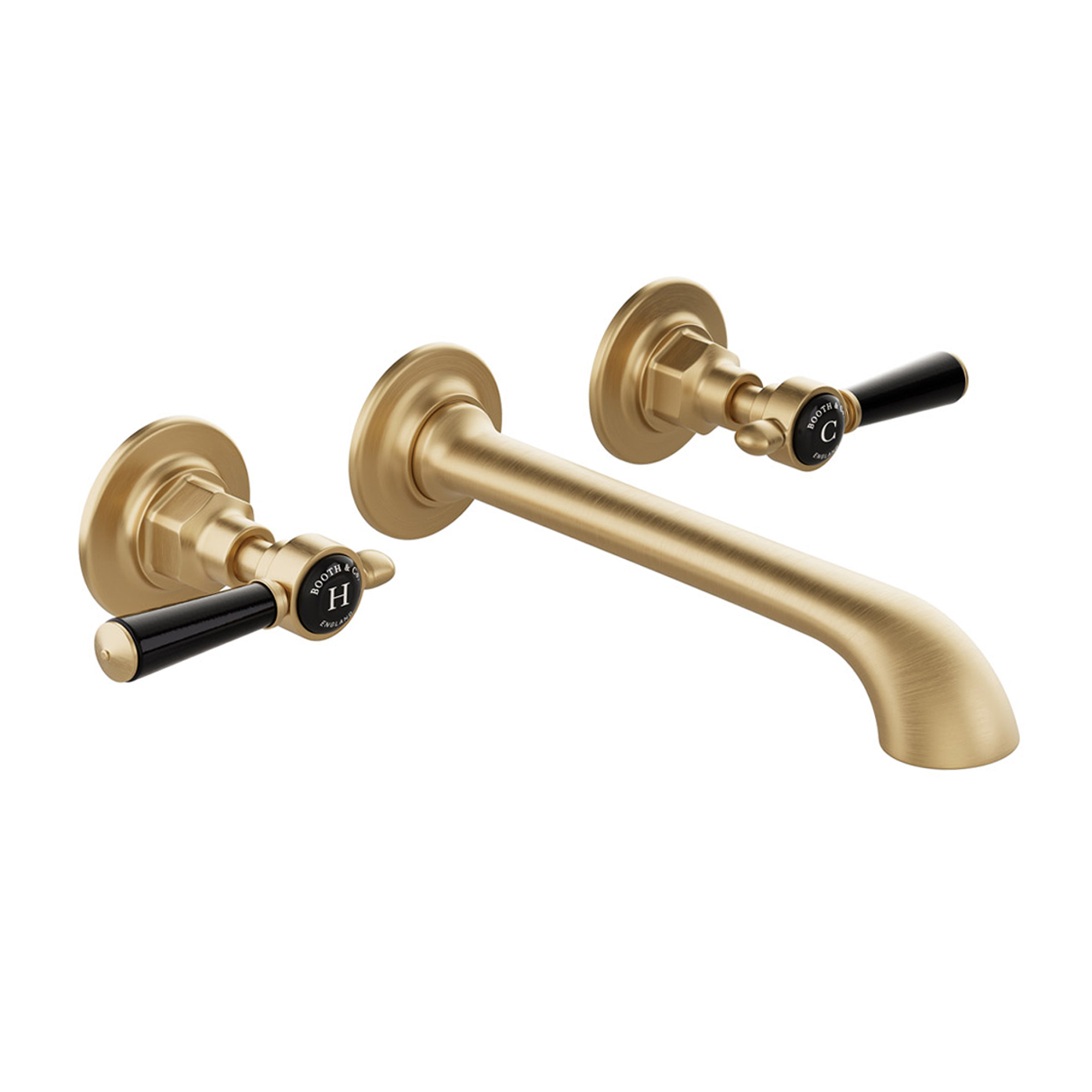 Booth & Co Axbridge Traditional Lever 3 Hole Wall Mounted Basin Mixer Tap