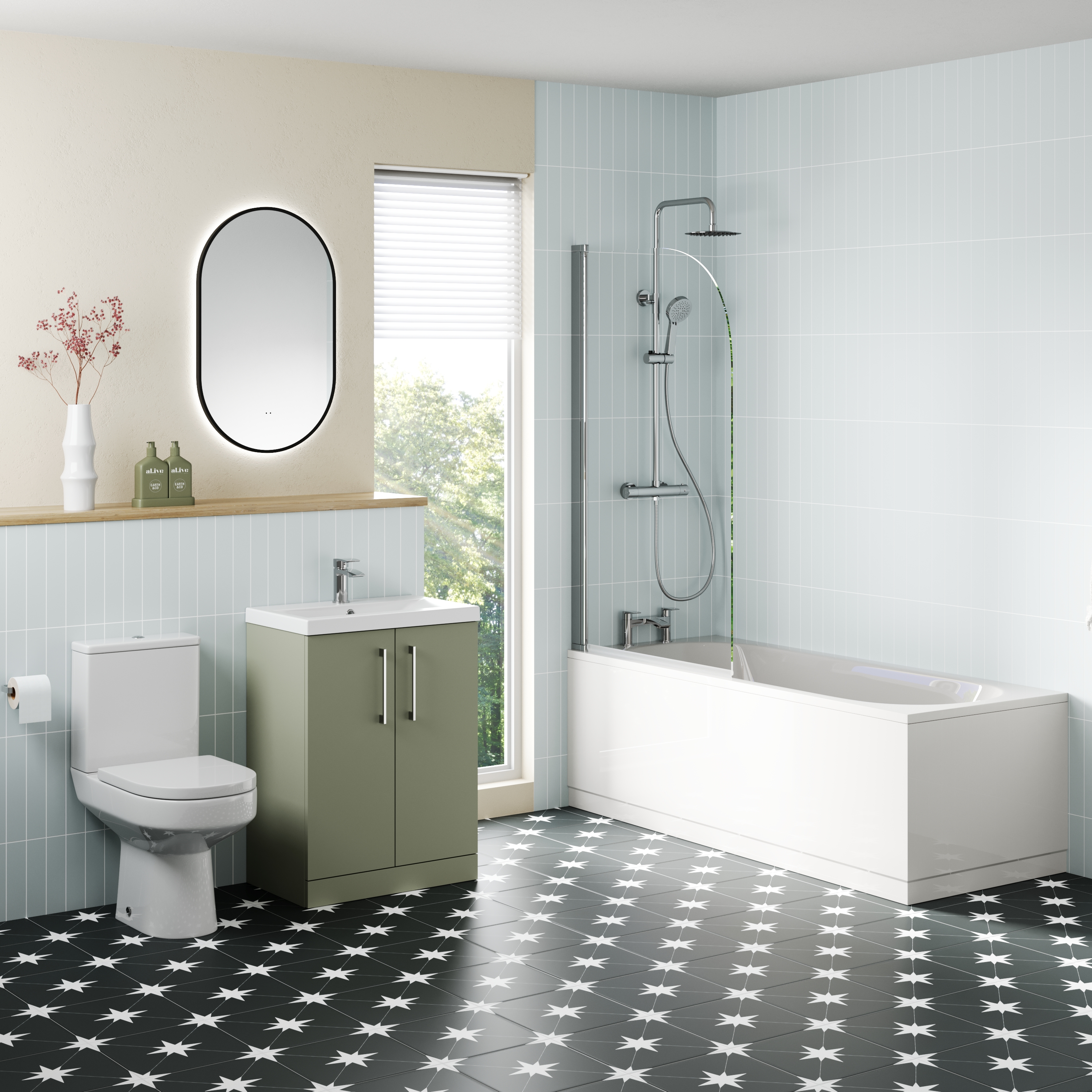 Erin Reinforced Shower Bath Suite with Rimless Toilet