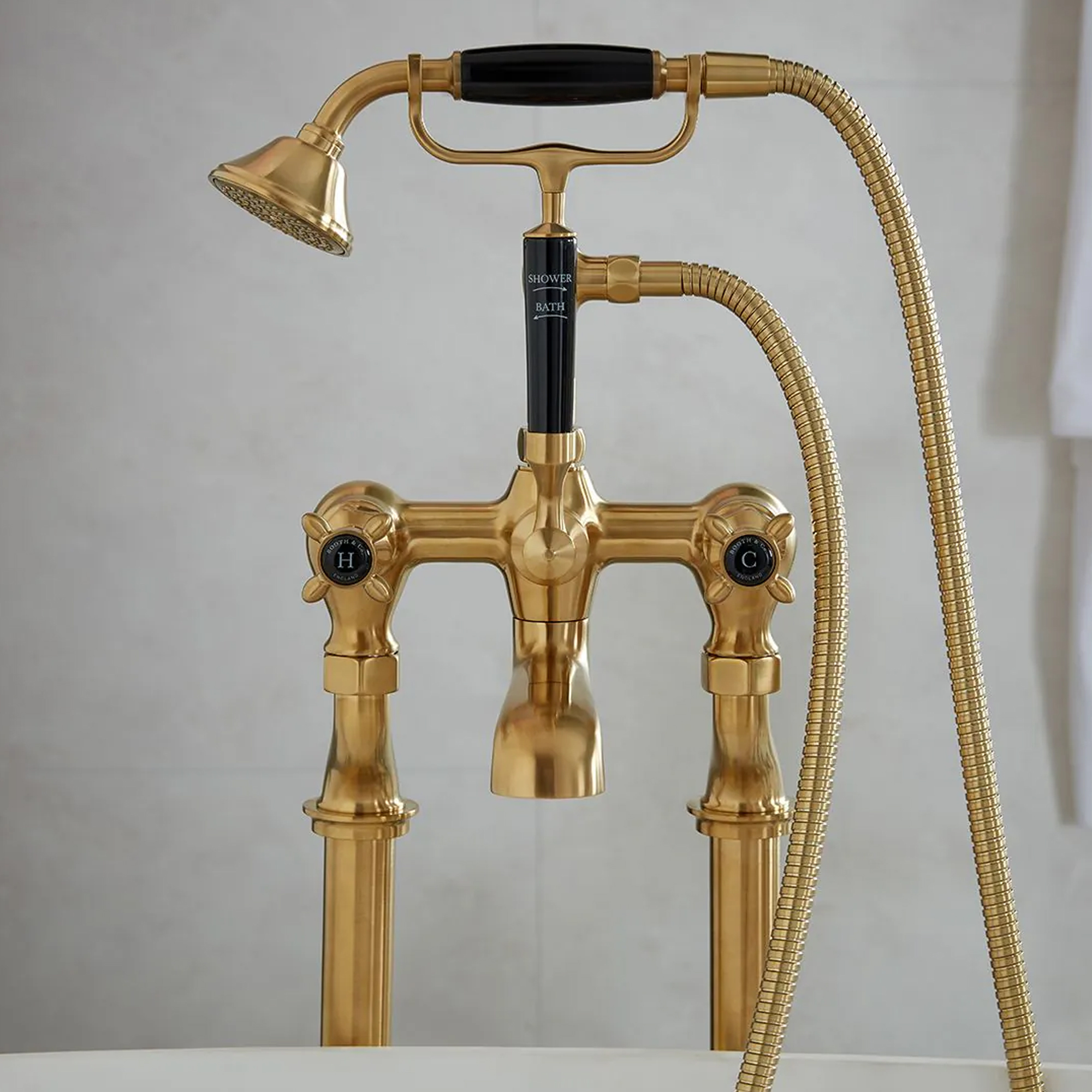 Booth & Co Axbridge Traditional Crosshead Floorstanding Bath Shower Mixer Tap