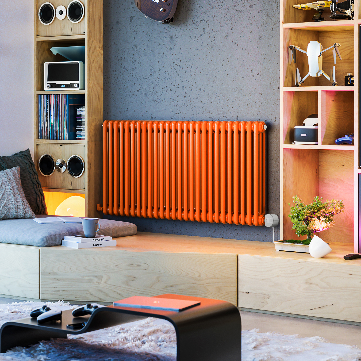 Terma Colorado Electric 3 Column Horizontal Radiator with VEO Wi-Fi Controlled Heating Element