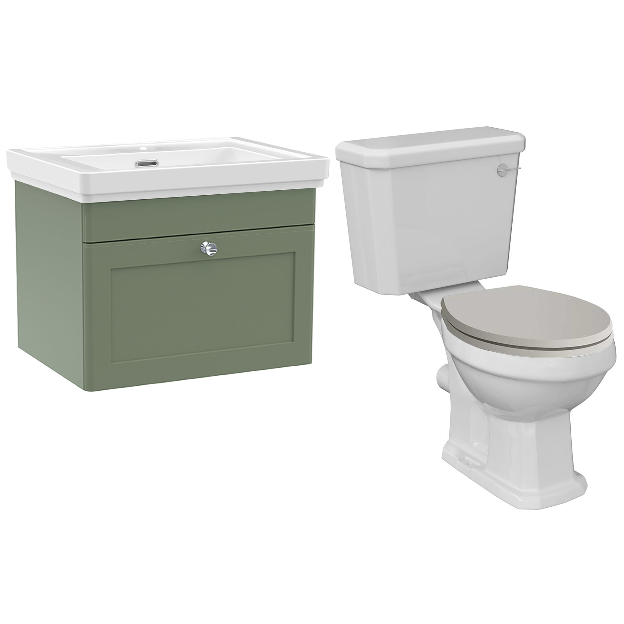 Butler & Rose Ophelia Traditional Toilet & 600mm Wall Hung Vanity Unit Bathroom Suite