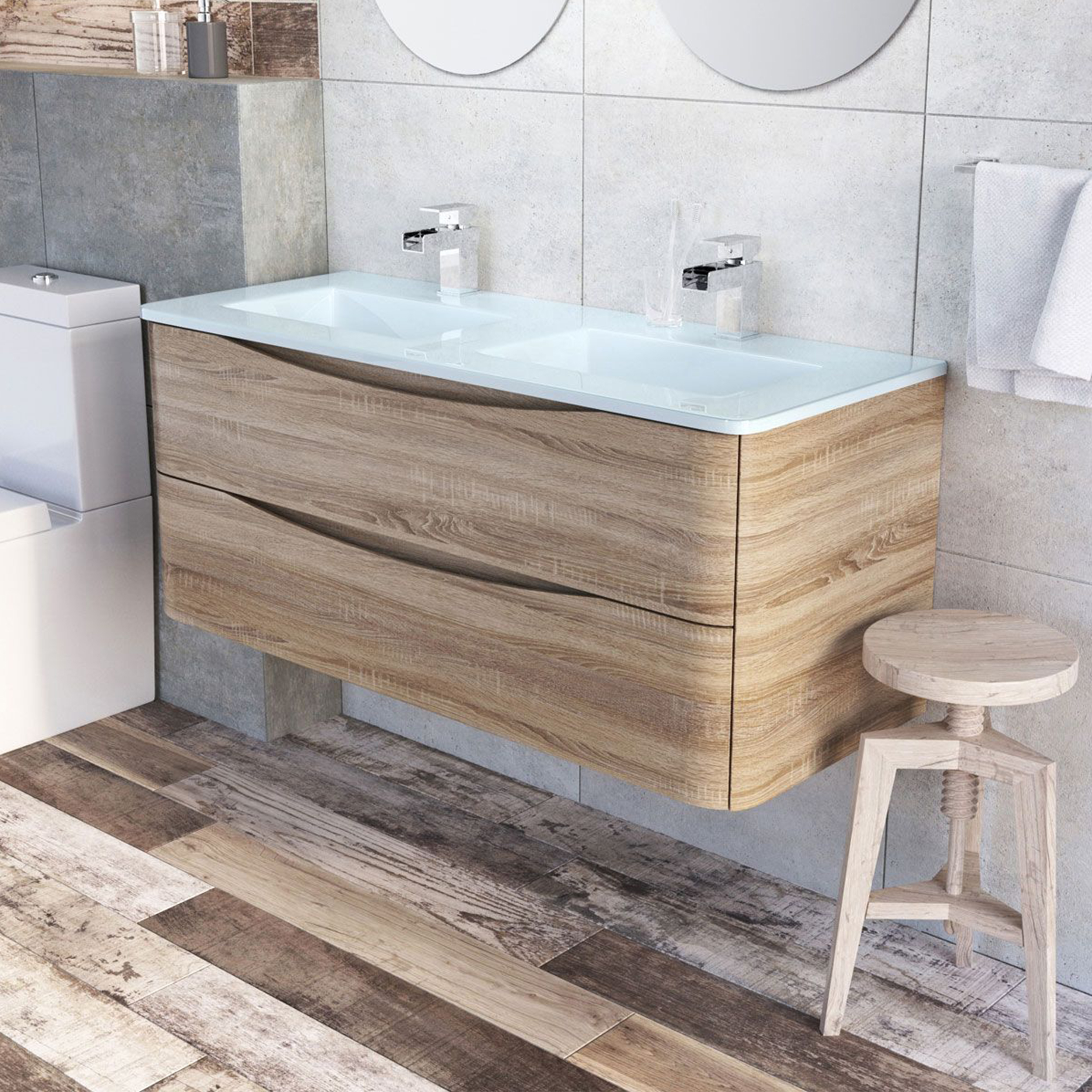 Maia 1200mm Wall Mounted Vanity Unit & Double Basin