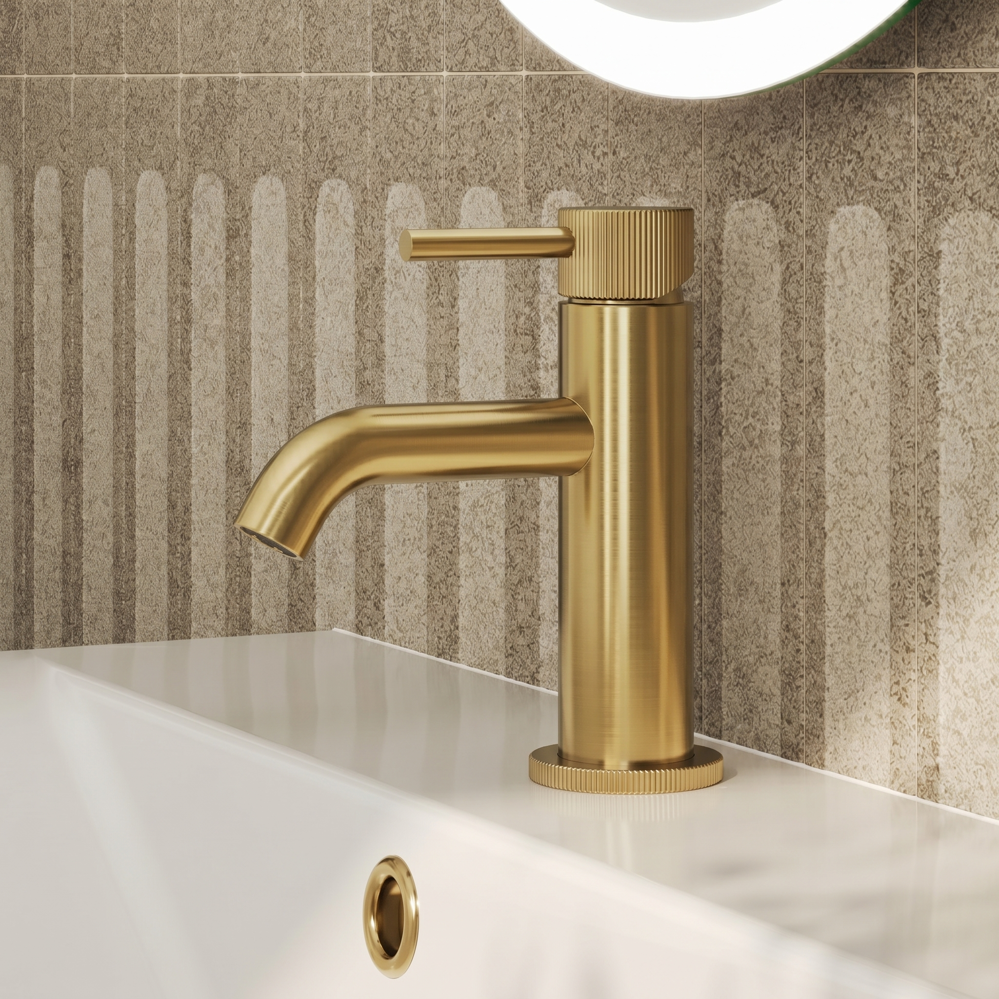 Harbour Fluted Mini Mono Basin Mixer Tap & Waste