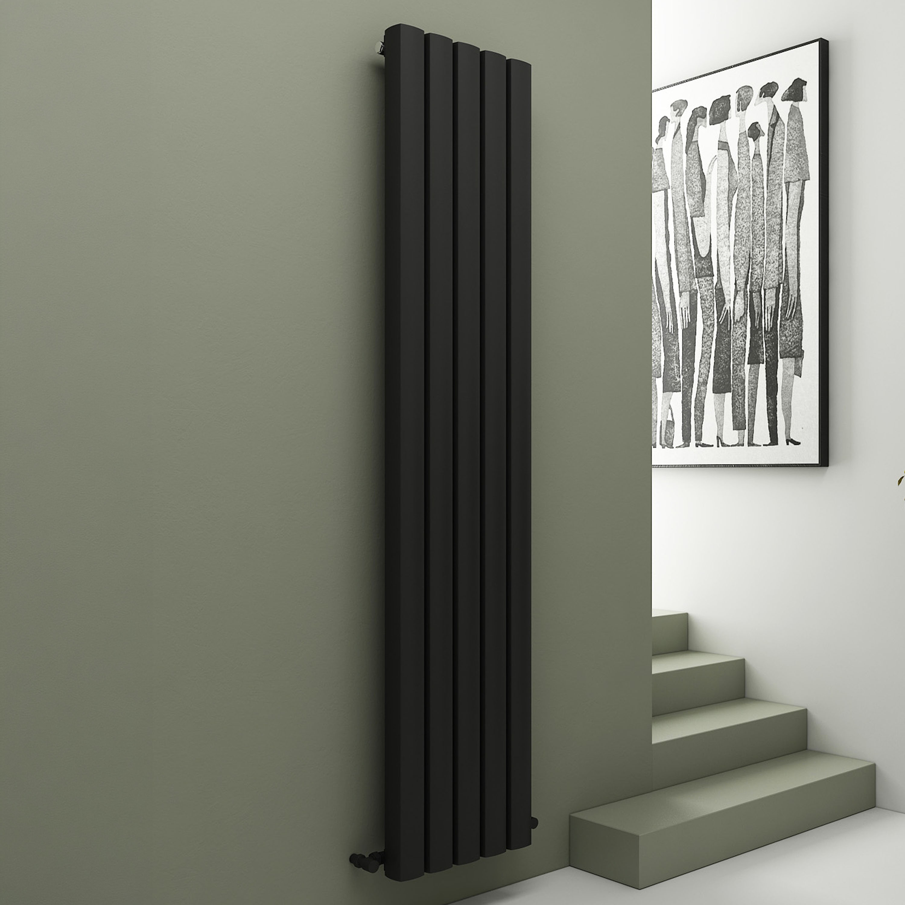 Carisa Vesta Oval Single Panel Vertical Aluminium Radiator