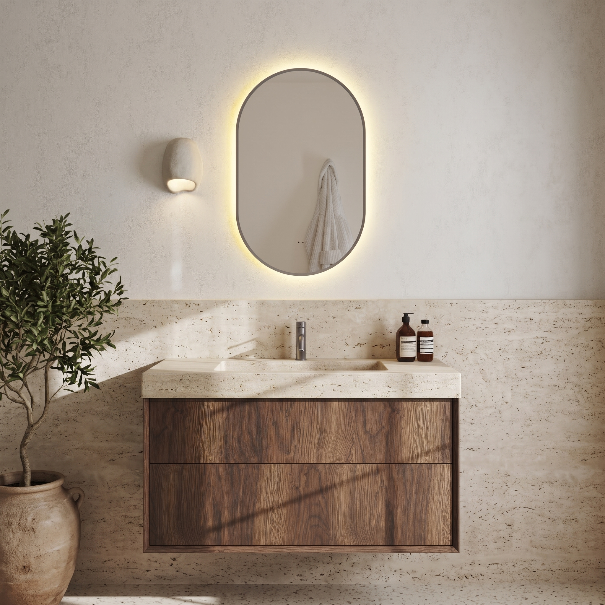 Billy LED Illuminated Oval Framed Mirror with Demister Pad & Colour Change Lights - 500 x 800mm