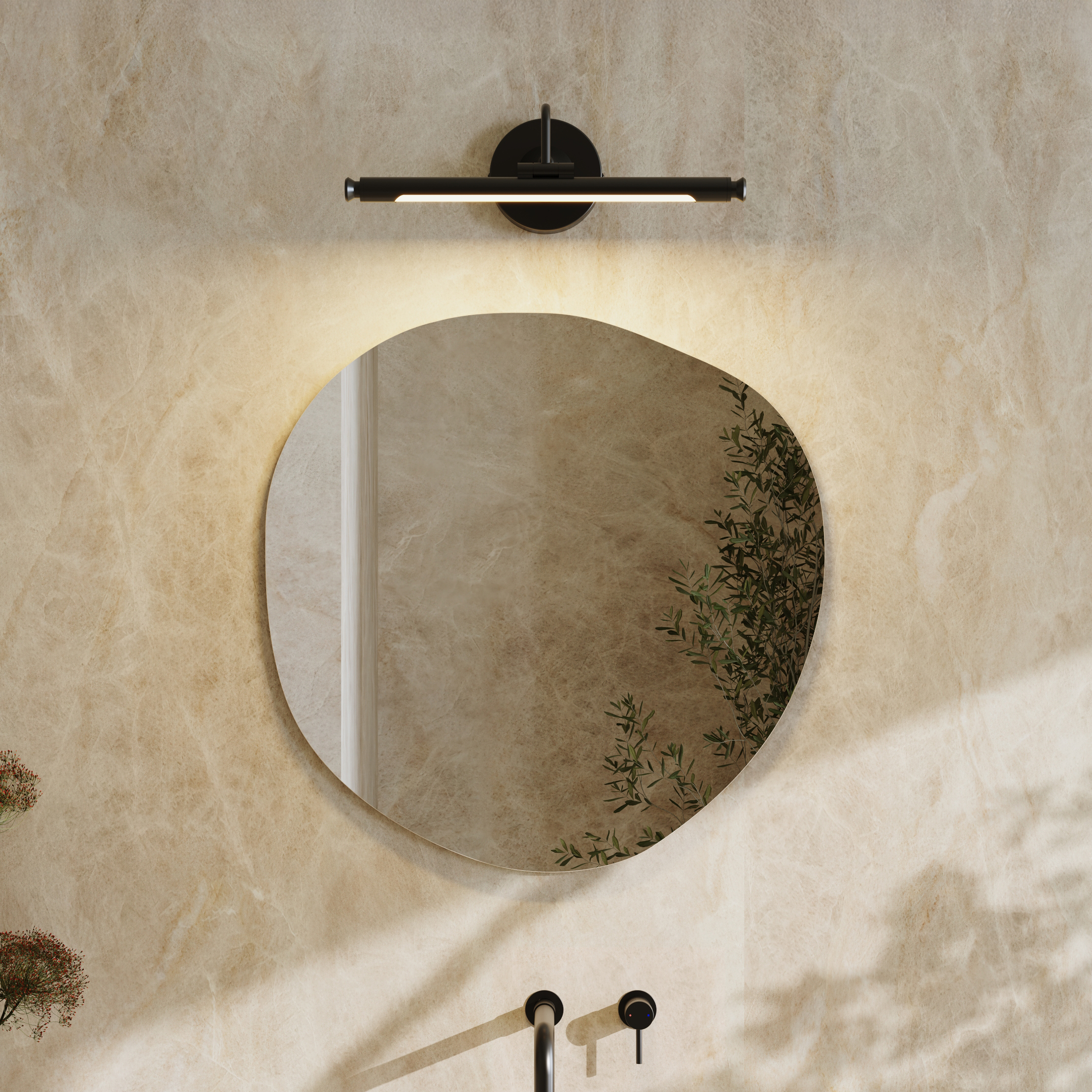 Organics Slim Mirror with Small Picture Wall Light