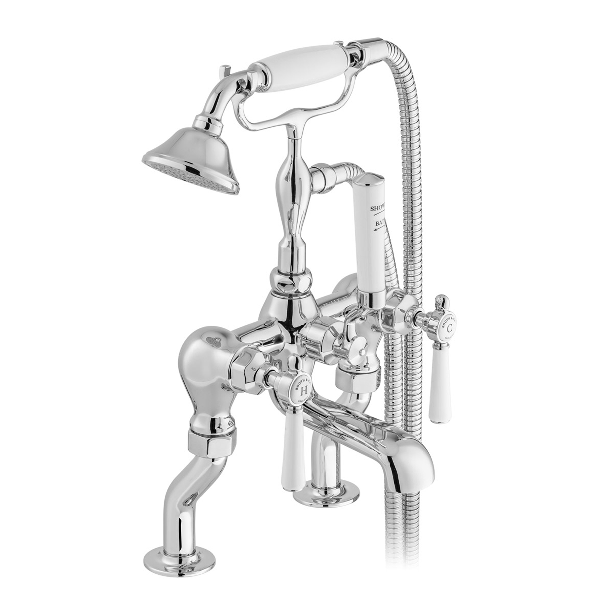Booth & Co Axbridge Traditional Lever Deck Mounted Bath Shower Mixer Tap