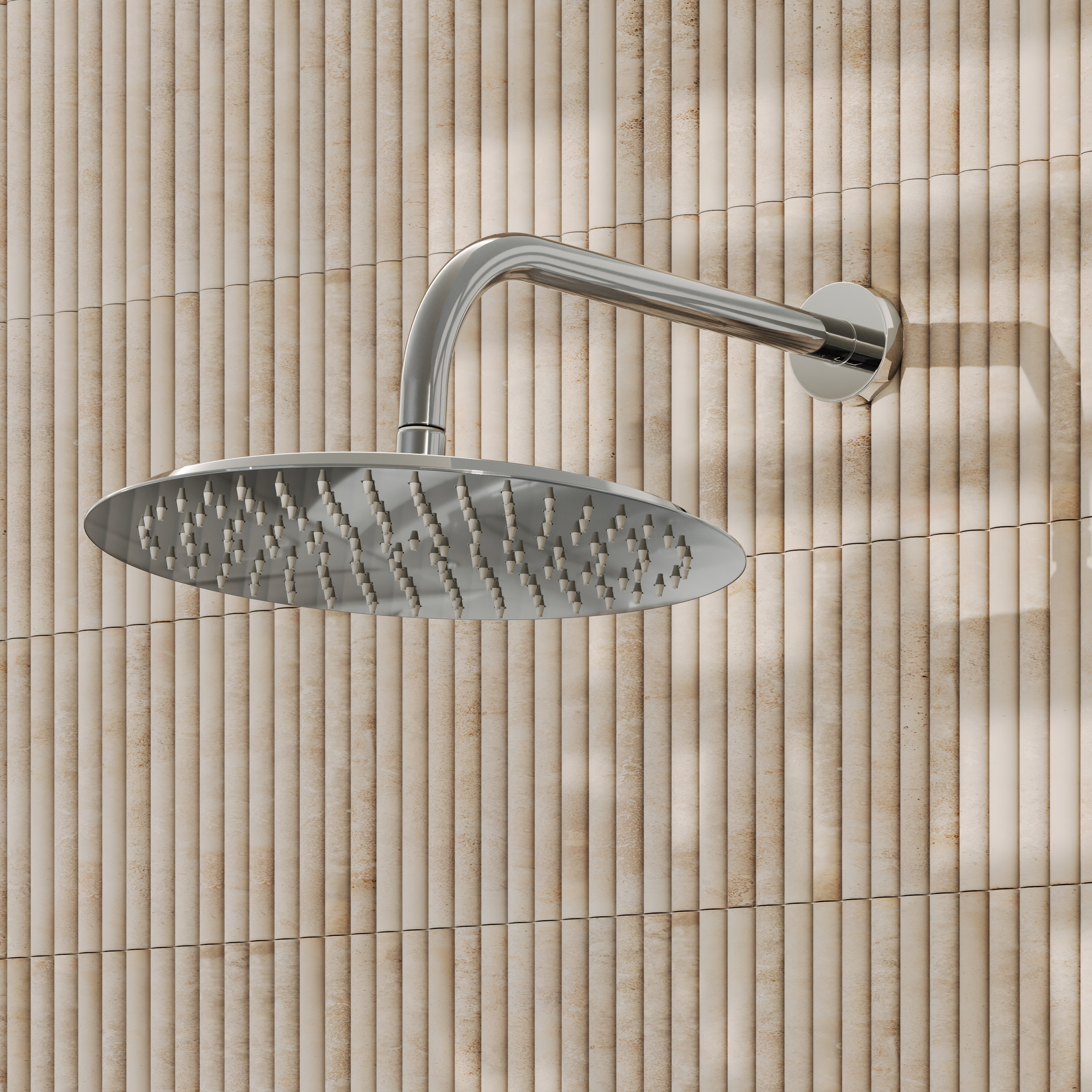 Core 300mm Slimline Round Shower Head with Wall Mounted Shower Arm