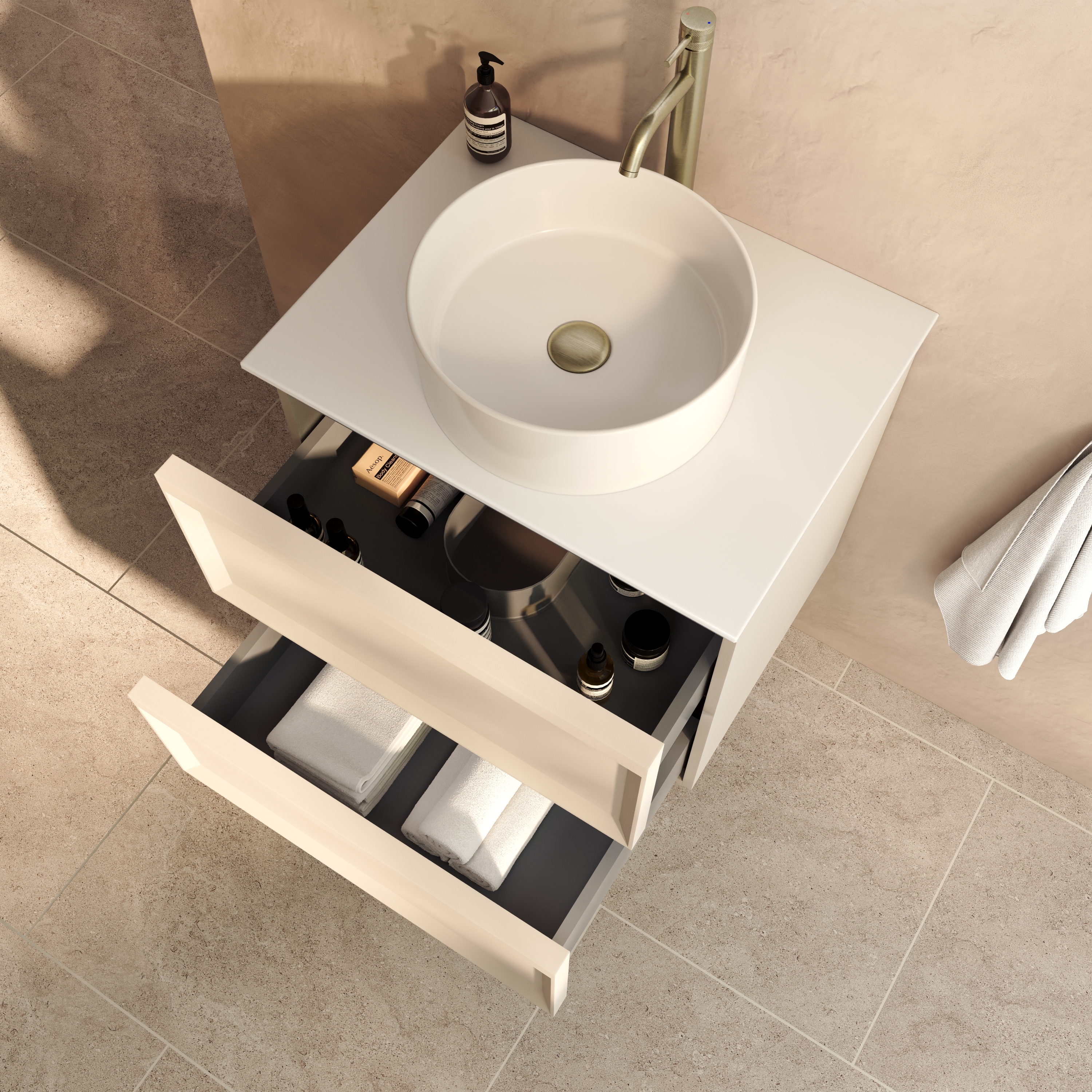 Aura 600mm Wall Mounted Vanity Unit & Sintered Stone Countertop