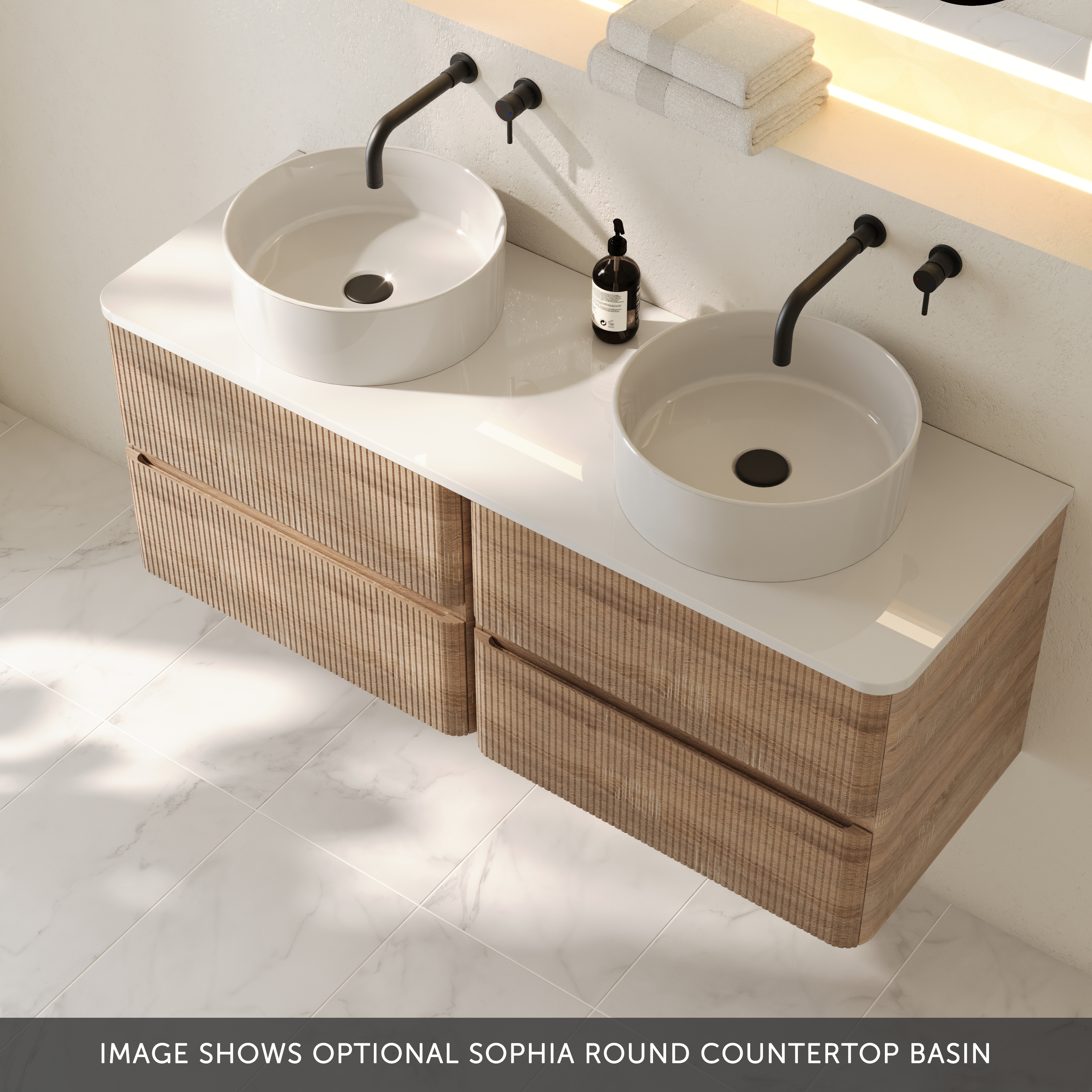 Drench Origin 1200mm Fluted Wall Mounted Vanity Unit & Countertop