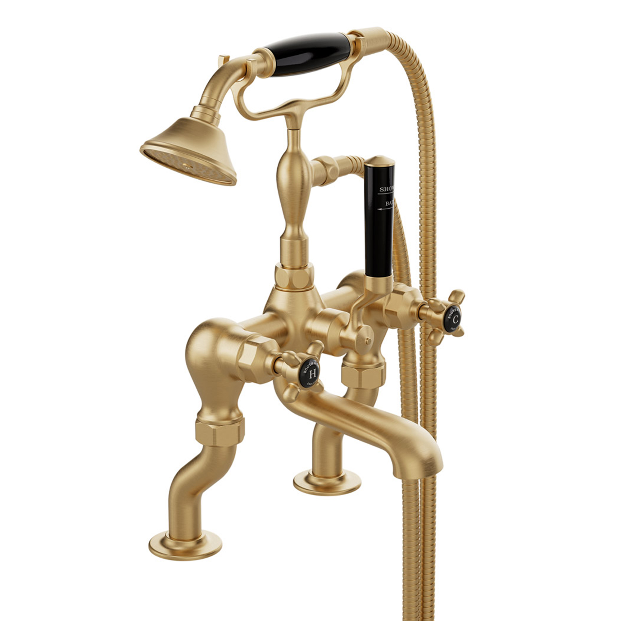 Booth & Co Axbridge Traditional Crosshead Deck Mounted Bath Shower Mixer Tap