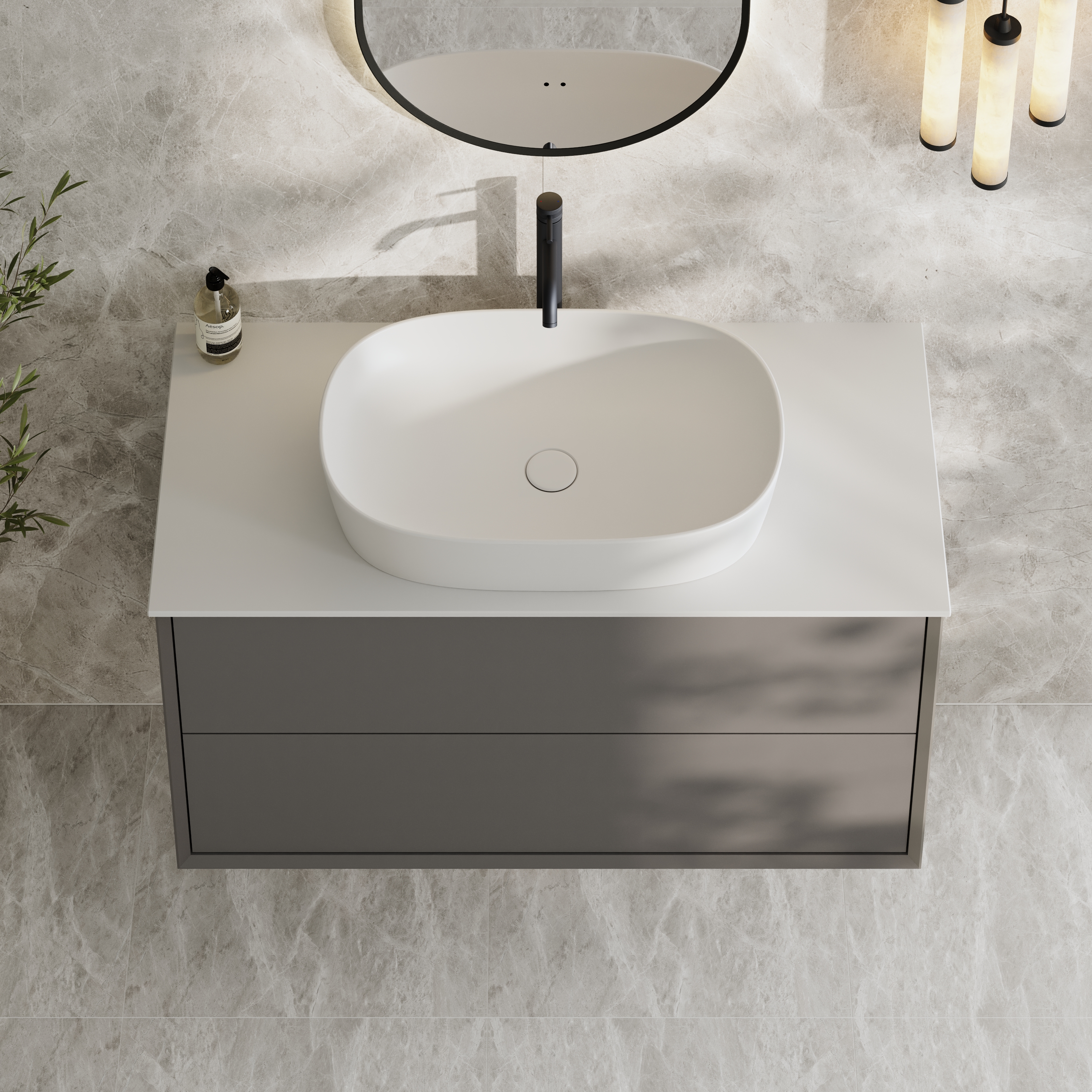 Oslo 1000mm Wall Mounted Vanity Unit & Sintered Stone Countertop