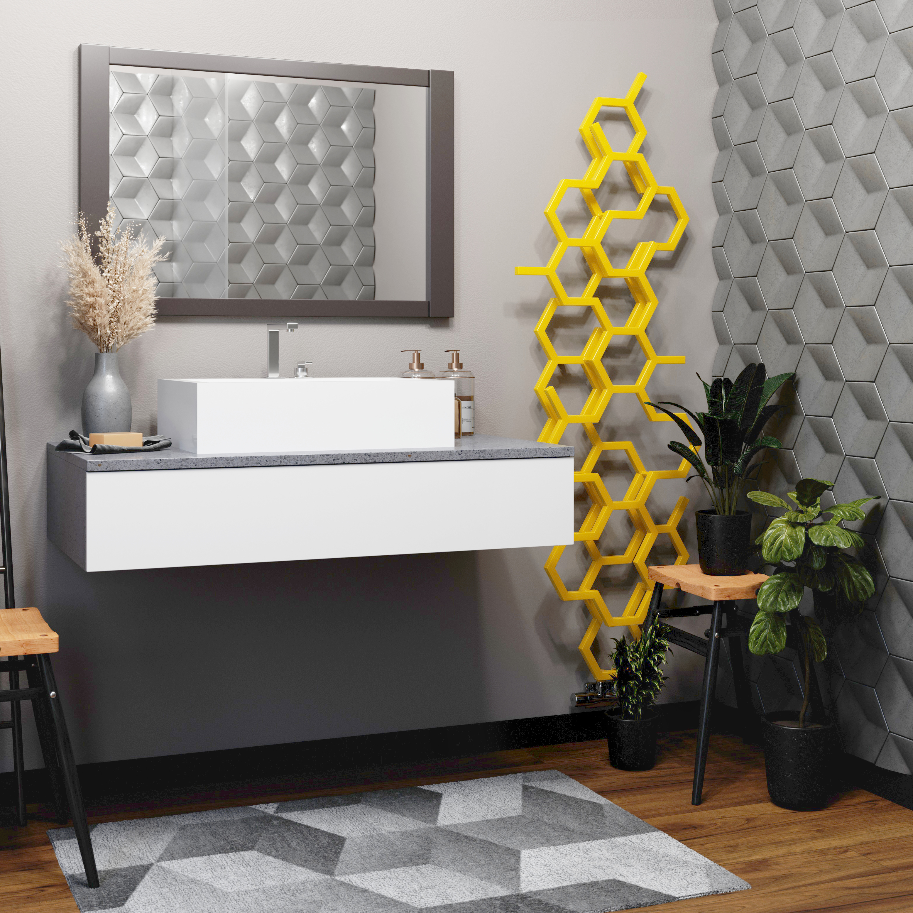Terma Hex Steel Designer Vertical Radiator