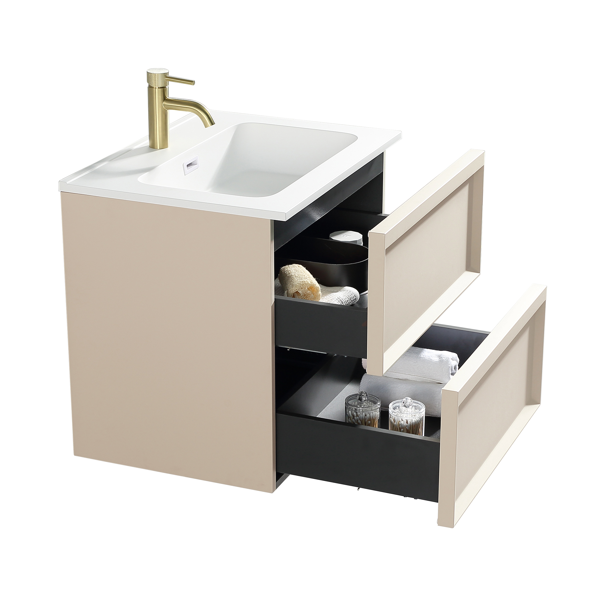 Aura 600mm Wall Mounted Vanity Unit & Matt White Basin