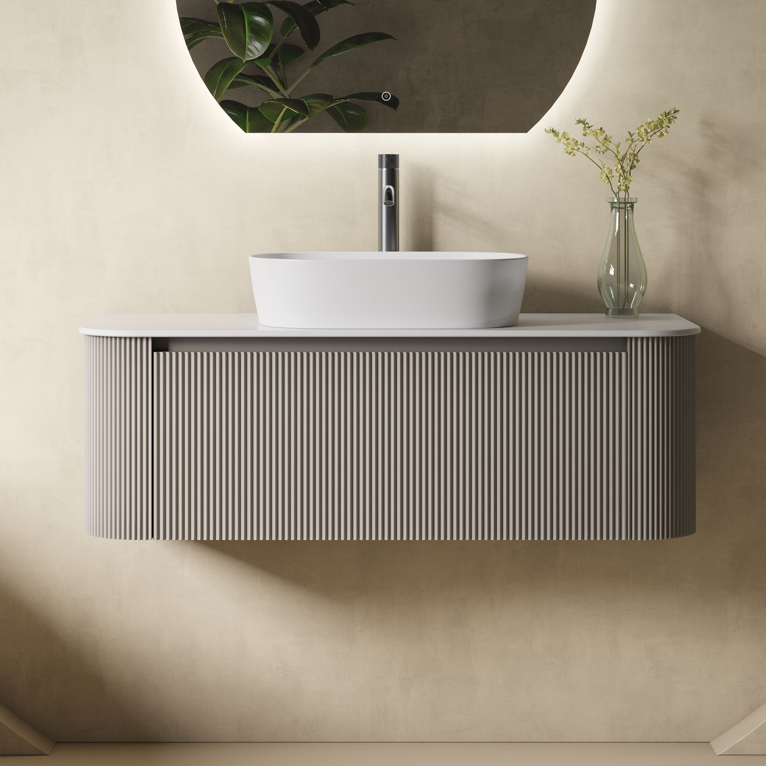 Drench Groove Fluted Furniture Sample - Soft Coffee
