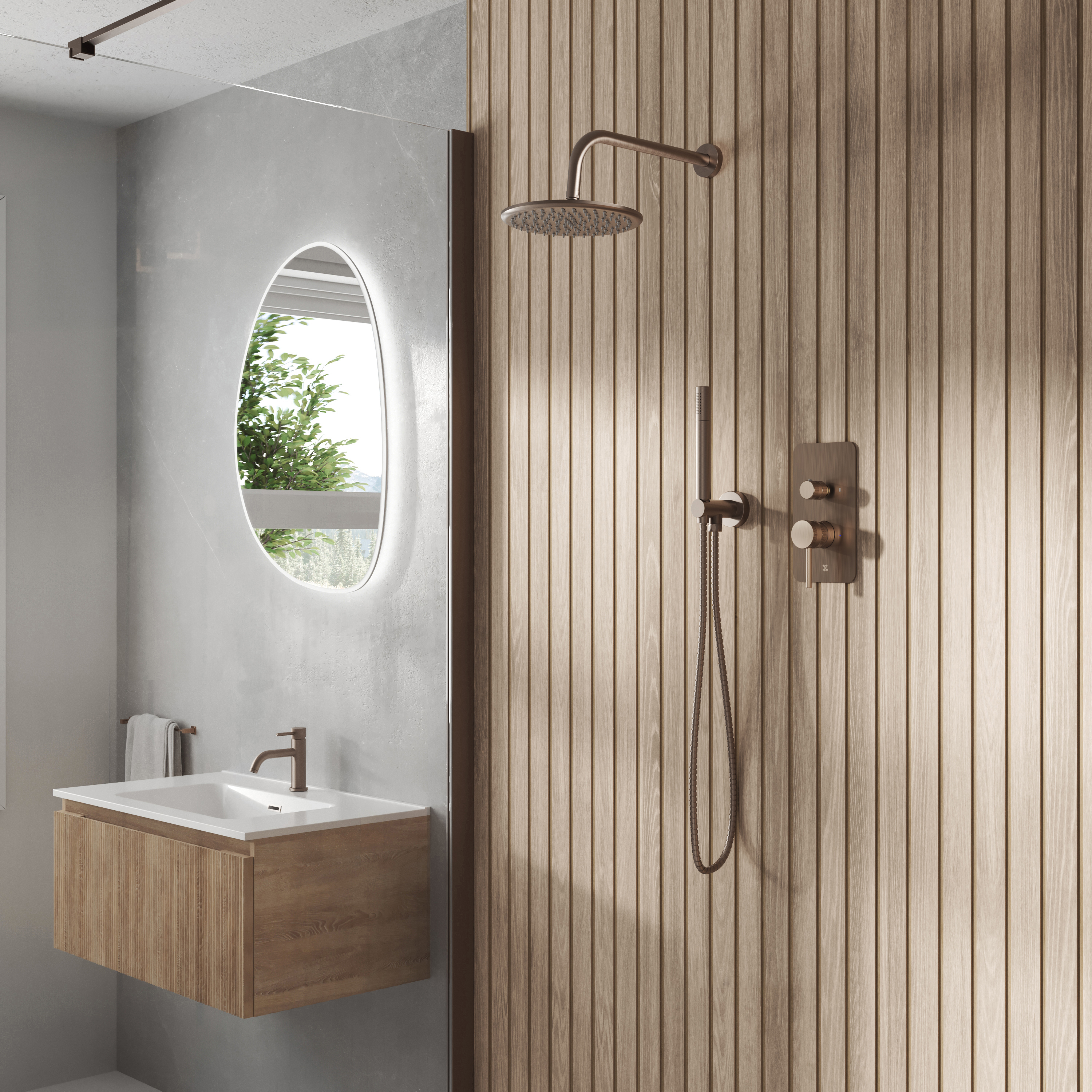 Core Shower Package with 2 Outlet Manual Valve, Fixed Wall Mounted Shower Head & Shower Kit