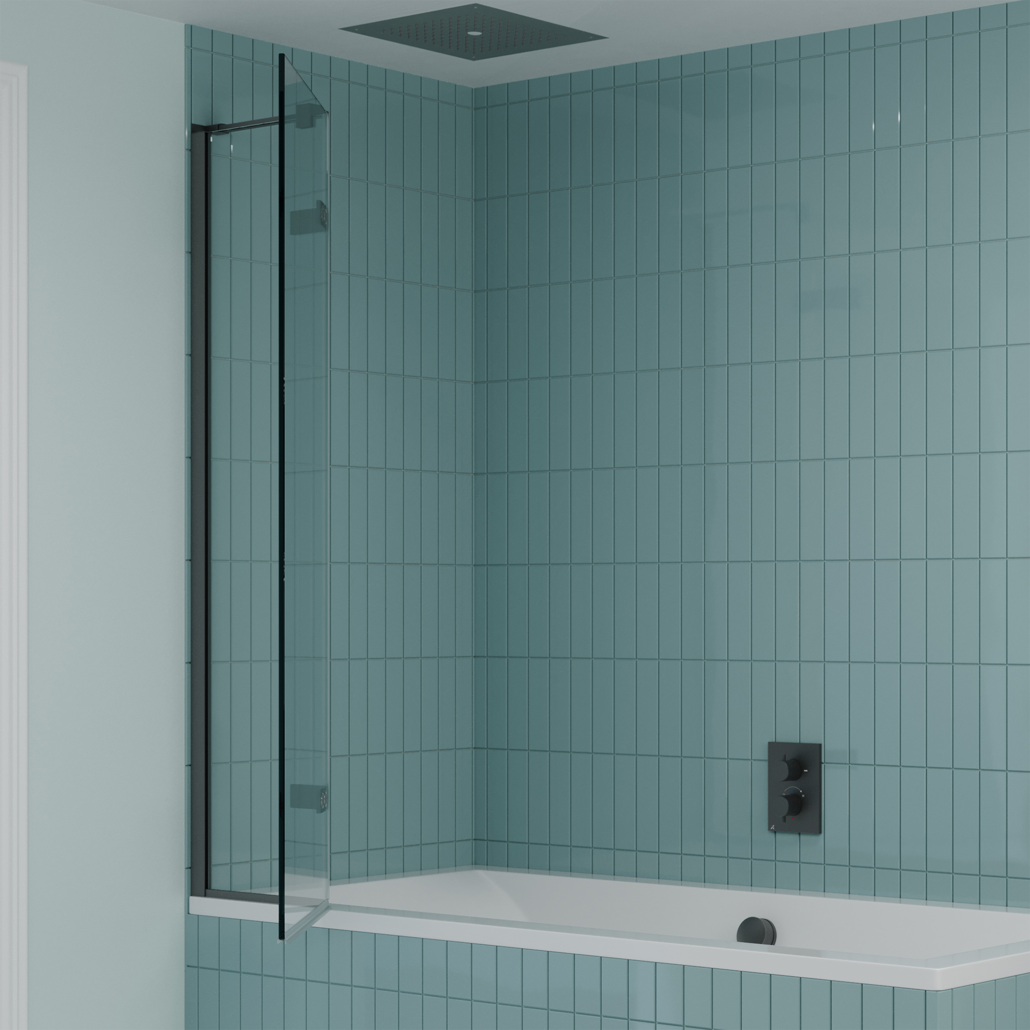 Crosswater Optix 10 Hinged Bath Screen with Inline Panel - Slate - 1500 x 900mm