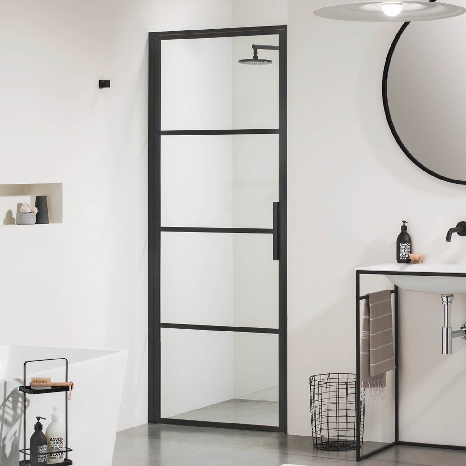 Soho Matt Black Framed Easy Clean 8mm Shower Door & Optional Side Panel