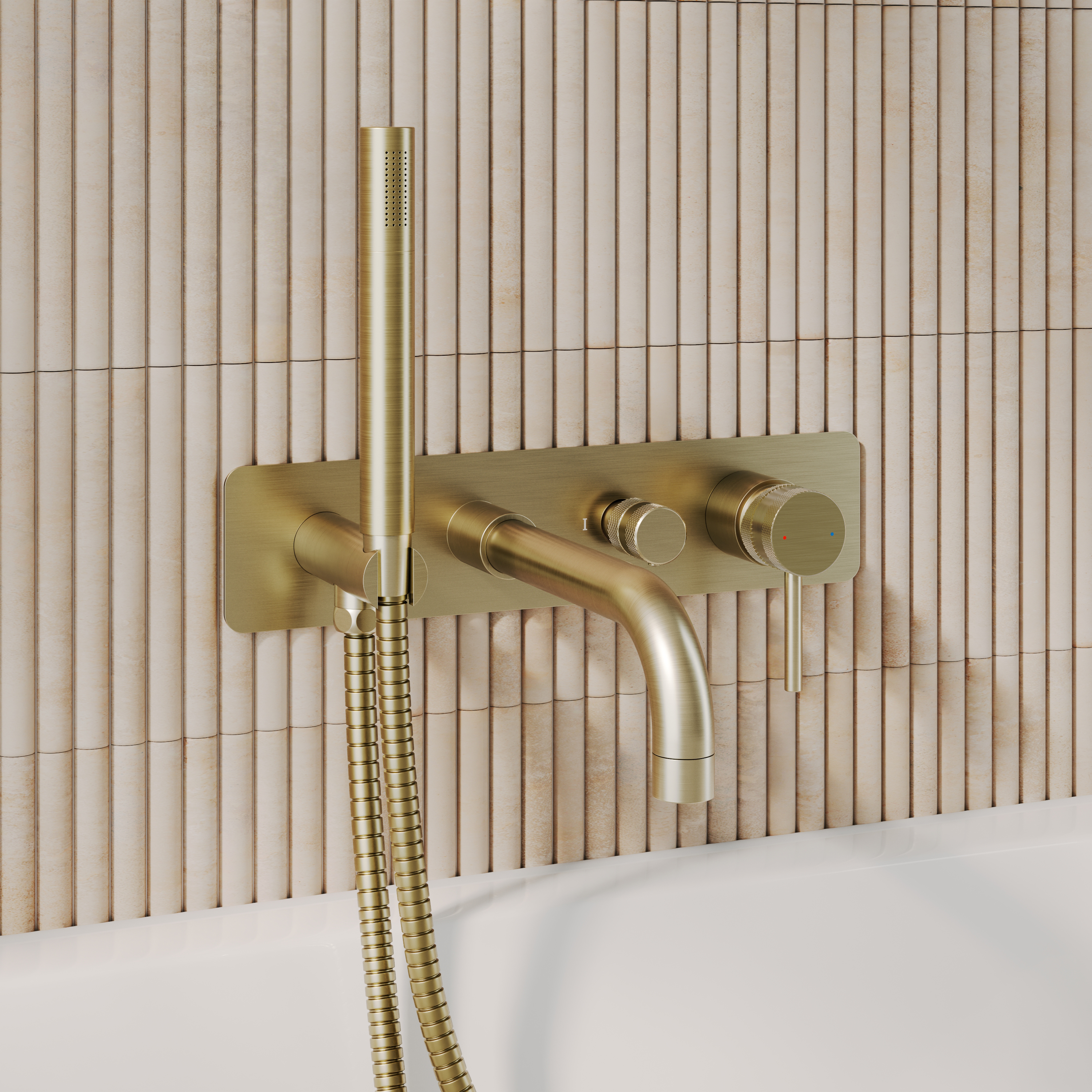 Core Wall Mounted Bath Shower Mixer, Handset & Hose