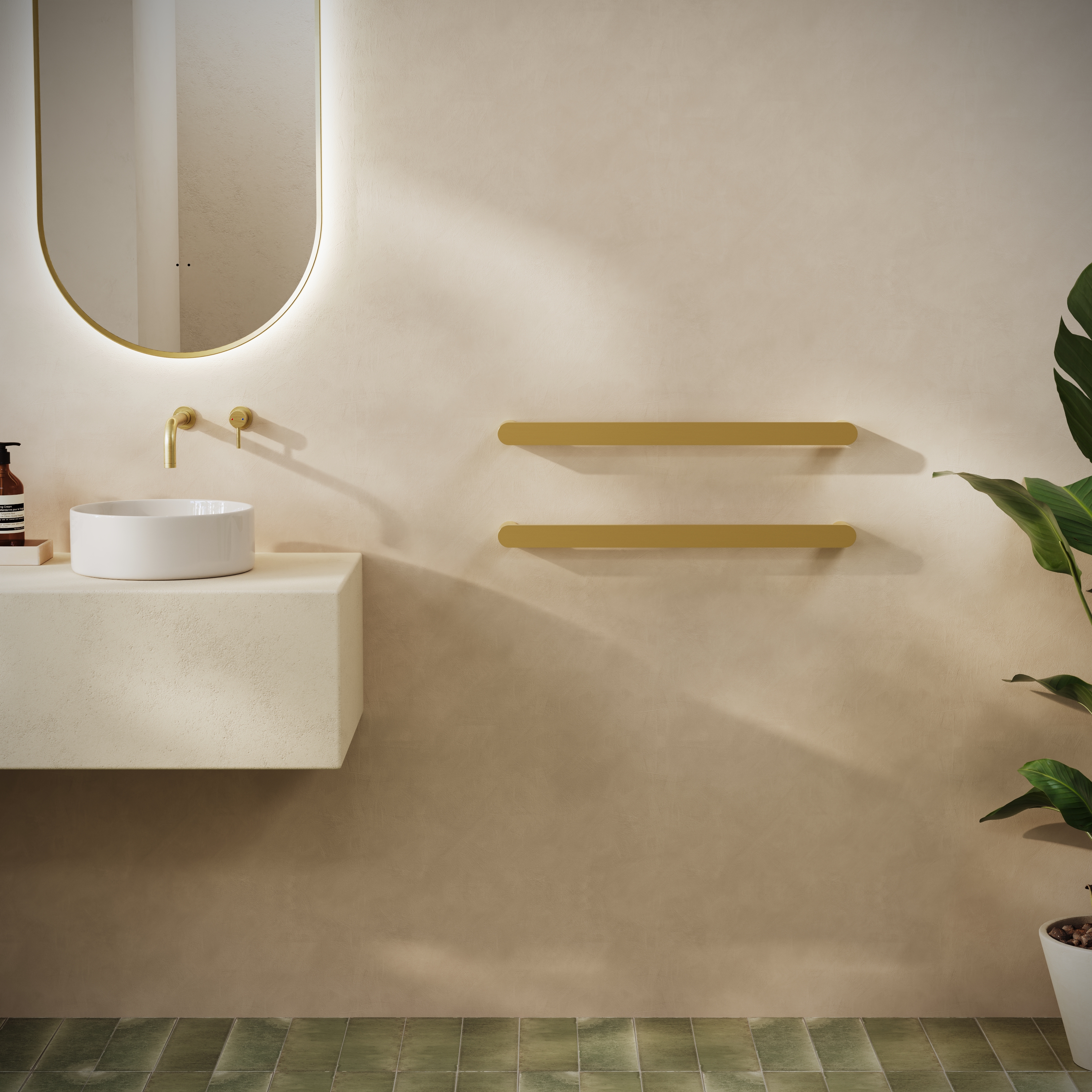 Toasty Duna Brushed Brass Electric Heated Towel Rail