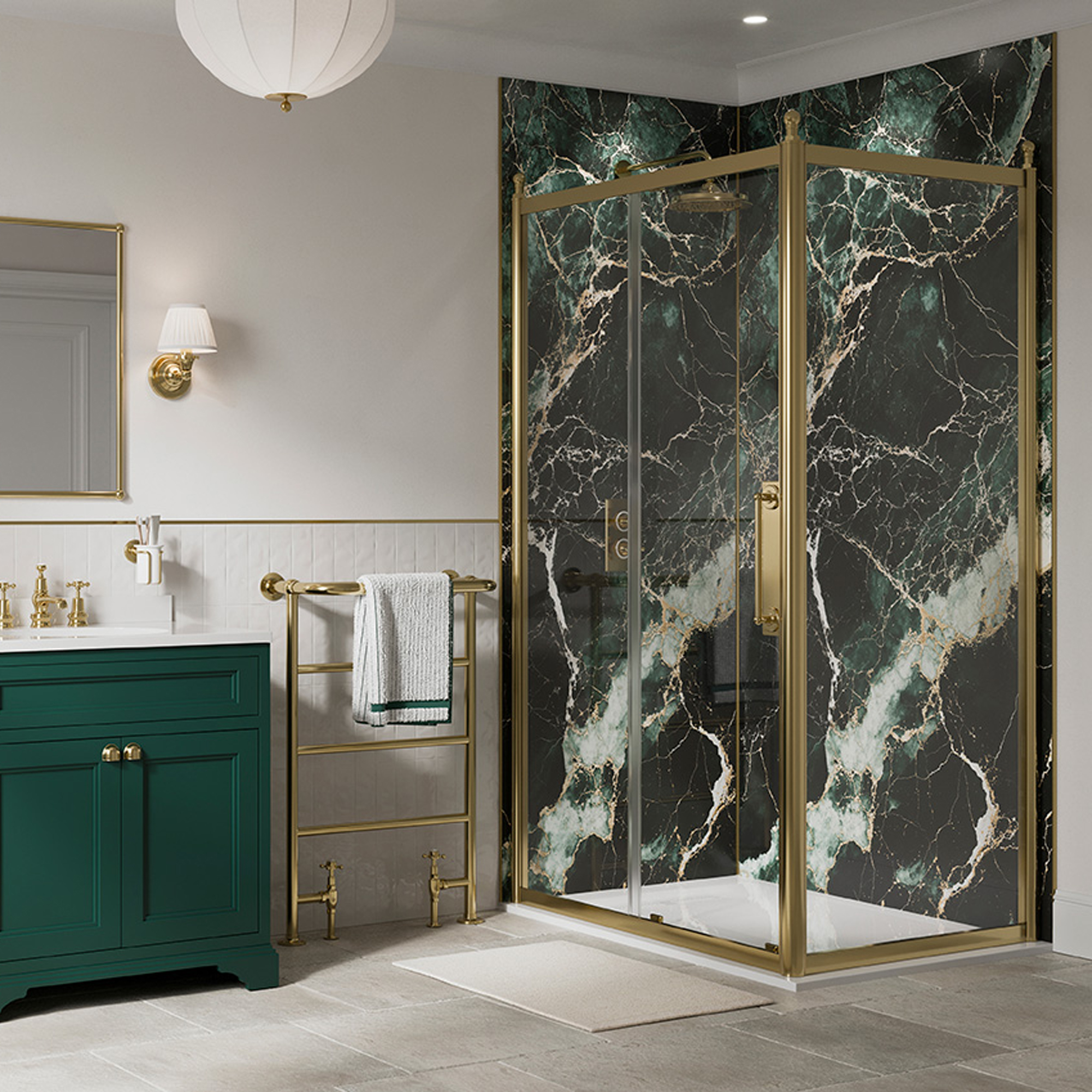 Burlington Verde Saint Denis Marble Waterproof Core Laminate Bathroom Wall Panel