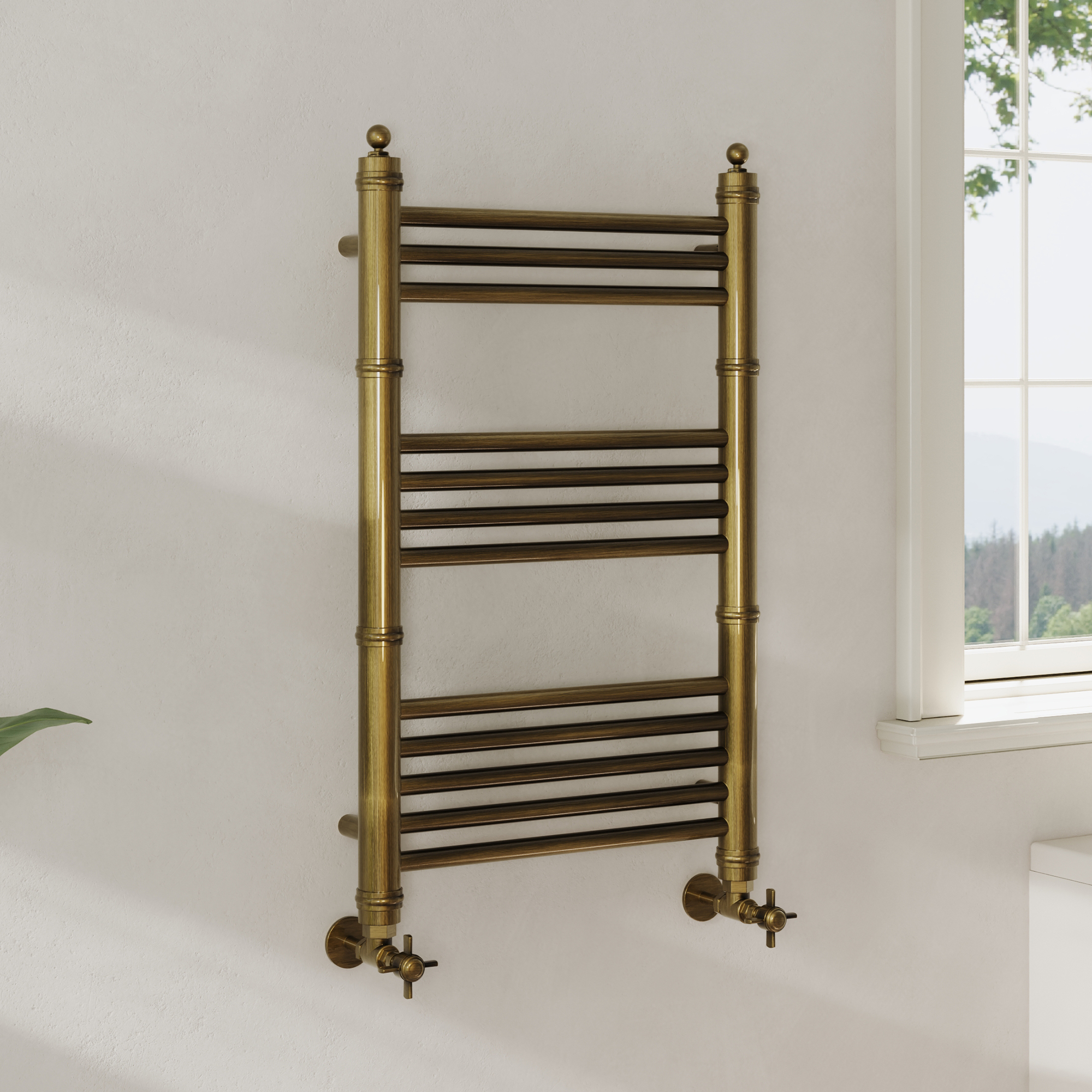 Toasty Vale Antique Brass Traditional Ladder Heated Towel Rail