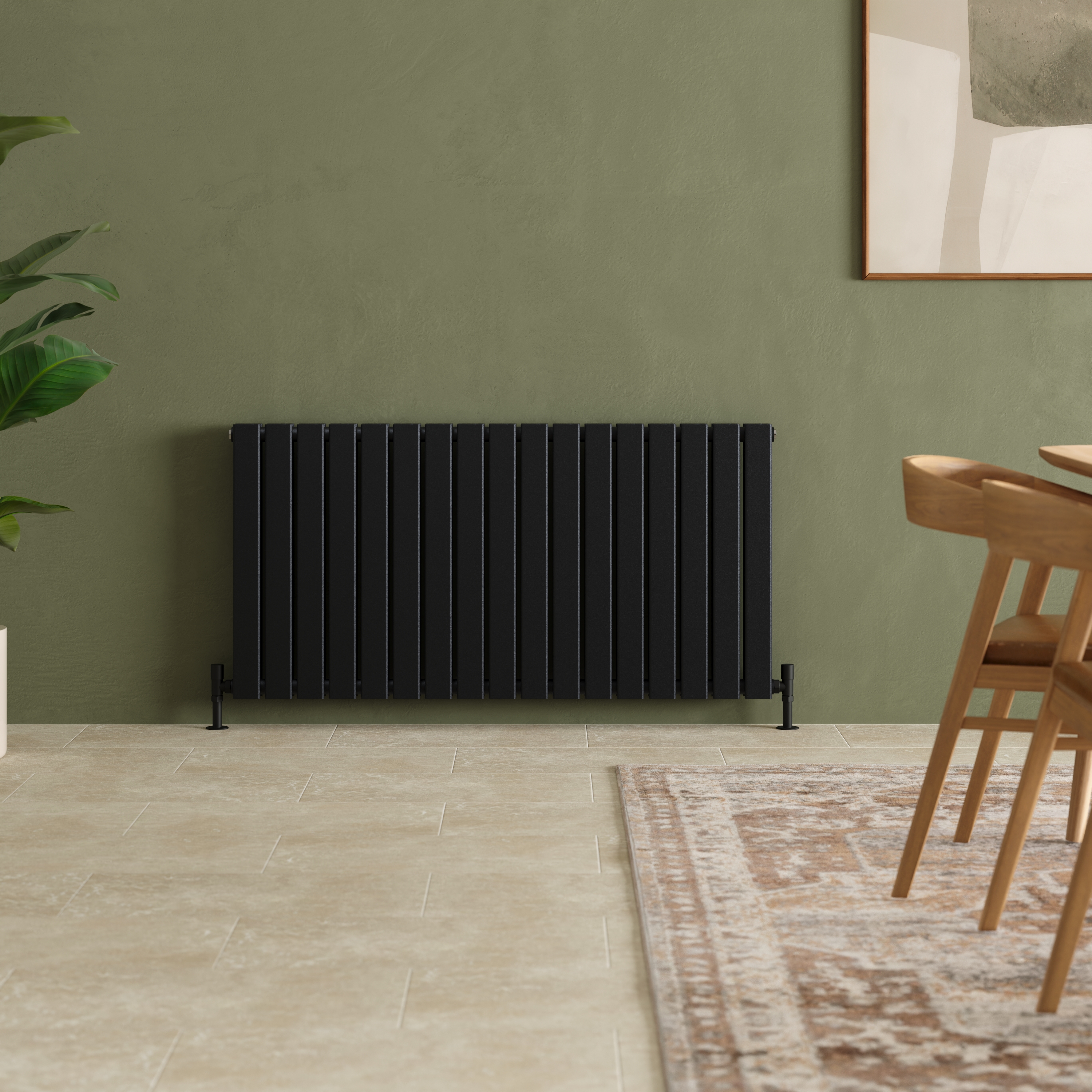 Toasty Radiance Matt Black Flat Panel Horizontal Radiator