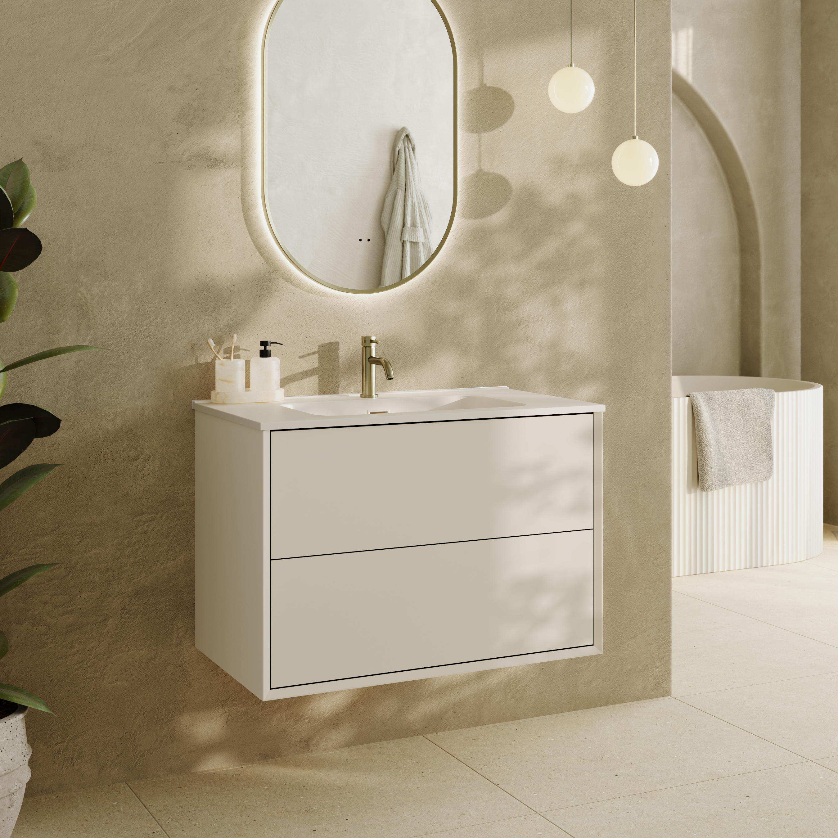 Oslo 800mm Wall Mounted Vanity Unit & Matt White Basin