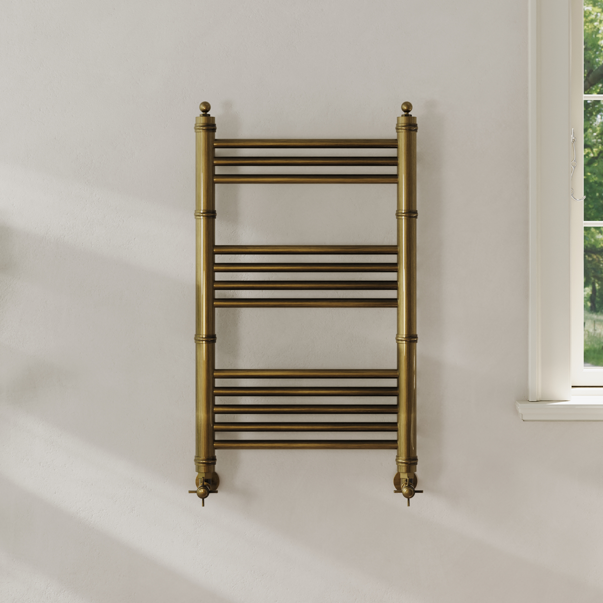 Toasty Vale Antique Brass Traditional Ladder Heated Towel Rail