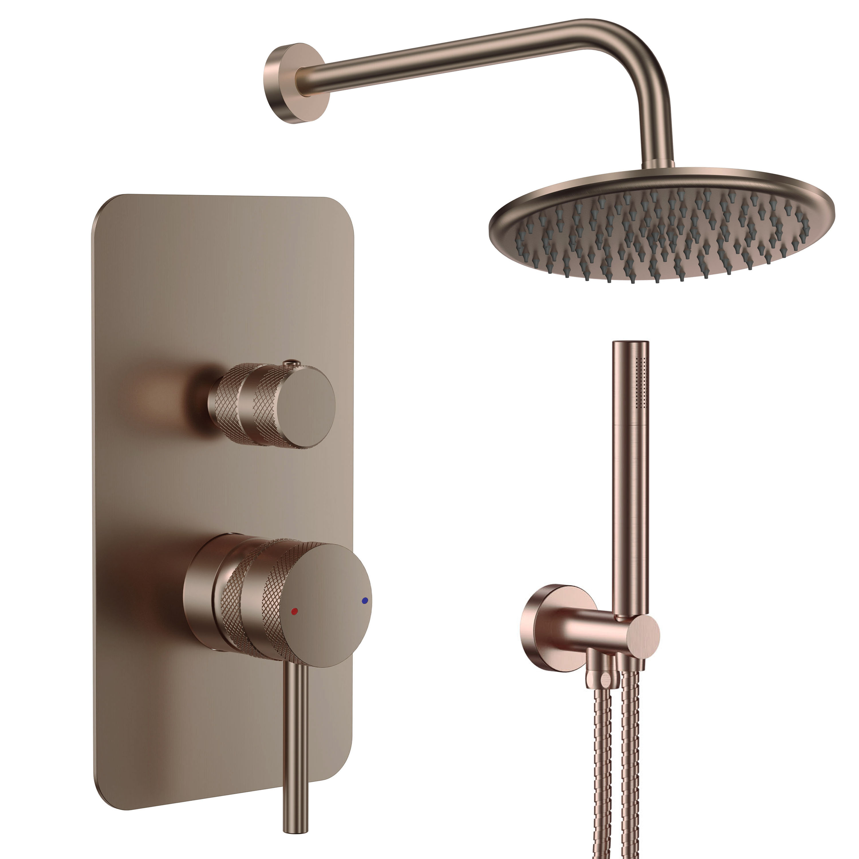 Core Shower Package with 2 Outlet Manual Valve, Fixed Wall Mounted Shower Head & Shower Kit