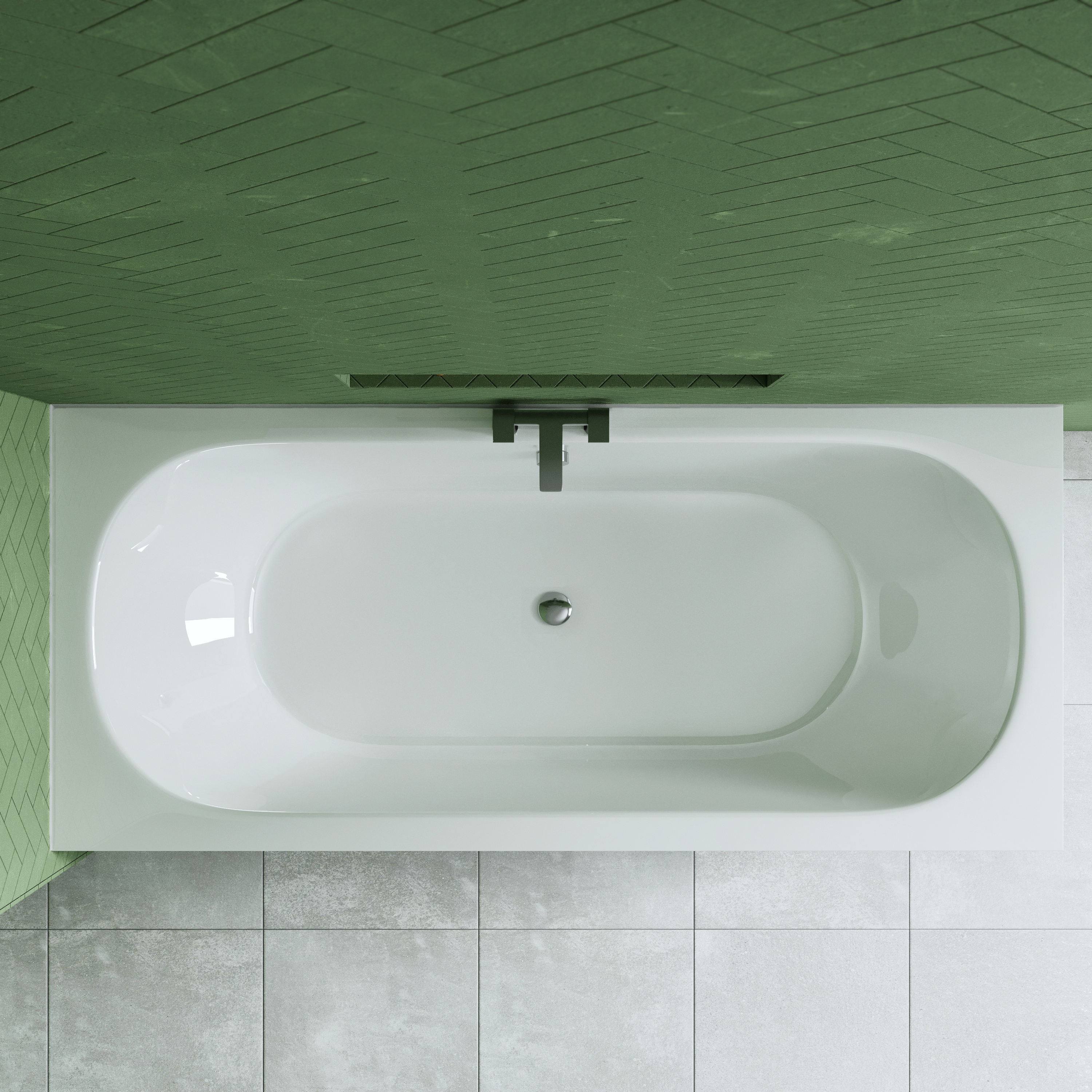 Drench Straight Double Ended Bath - Curved