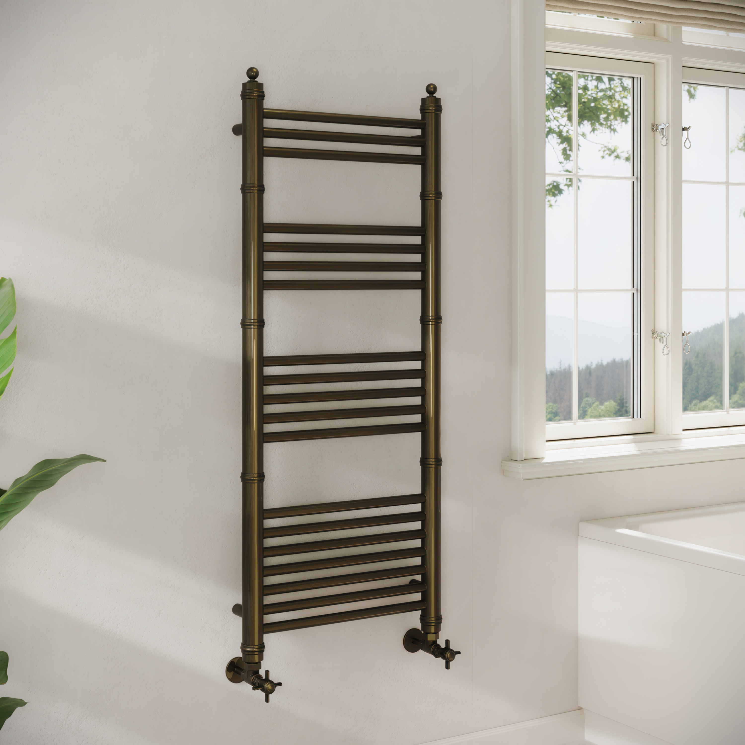 Toasty Vale Antique Brass Traditional Ladder Heated Towel Rail