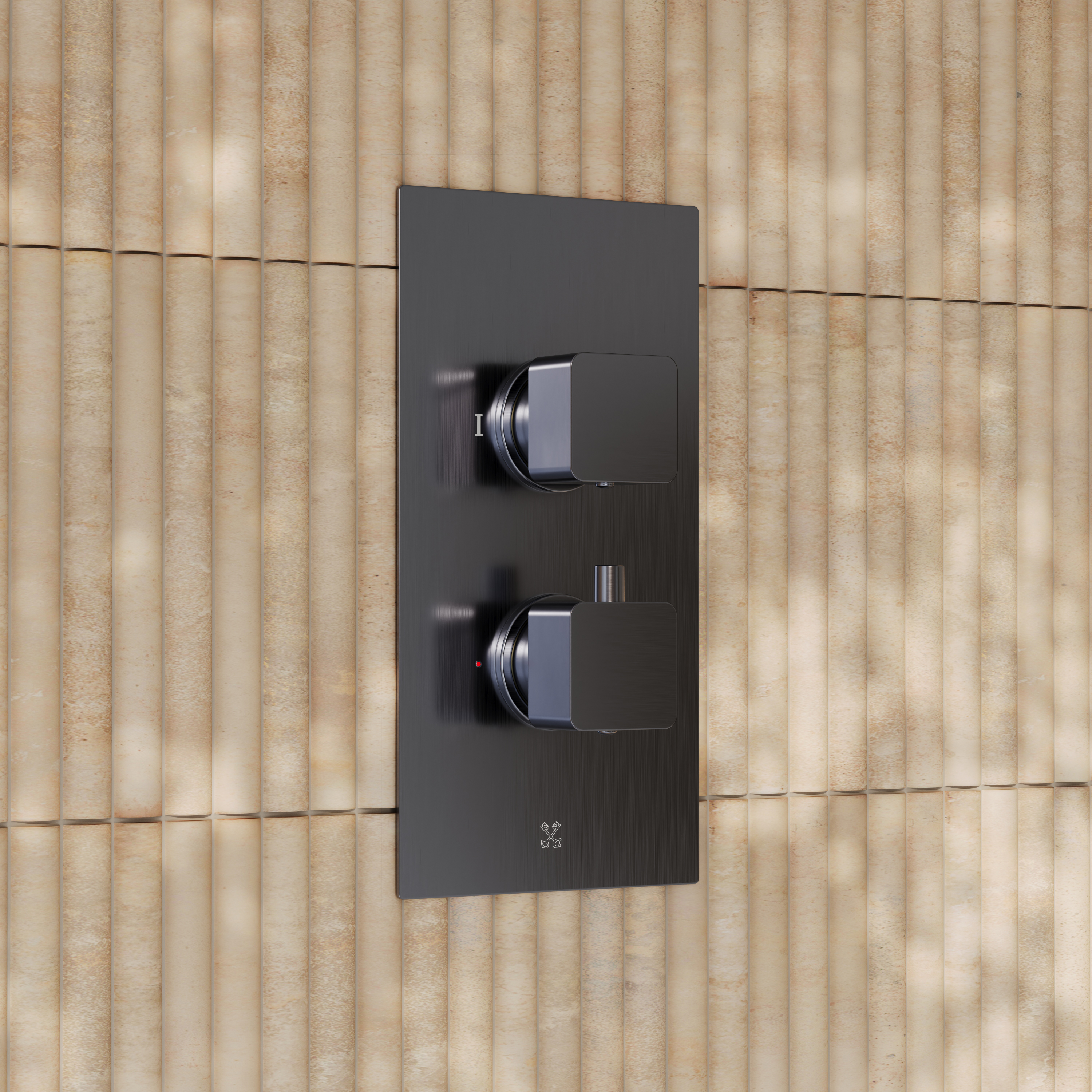 Core Portrait Shower Package with 2 Outlet Valve, Fixed Wall Mounted Square Shower Head & Shower Wall Kit