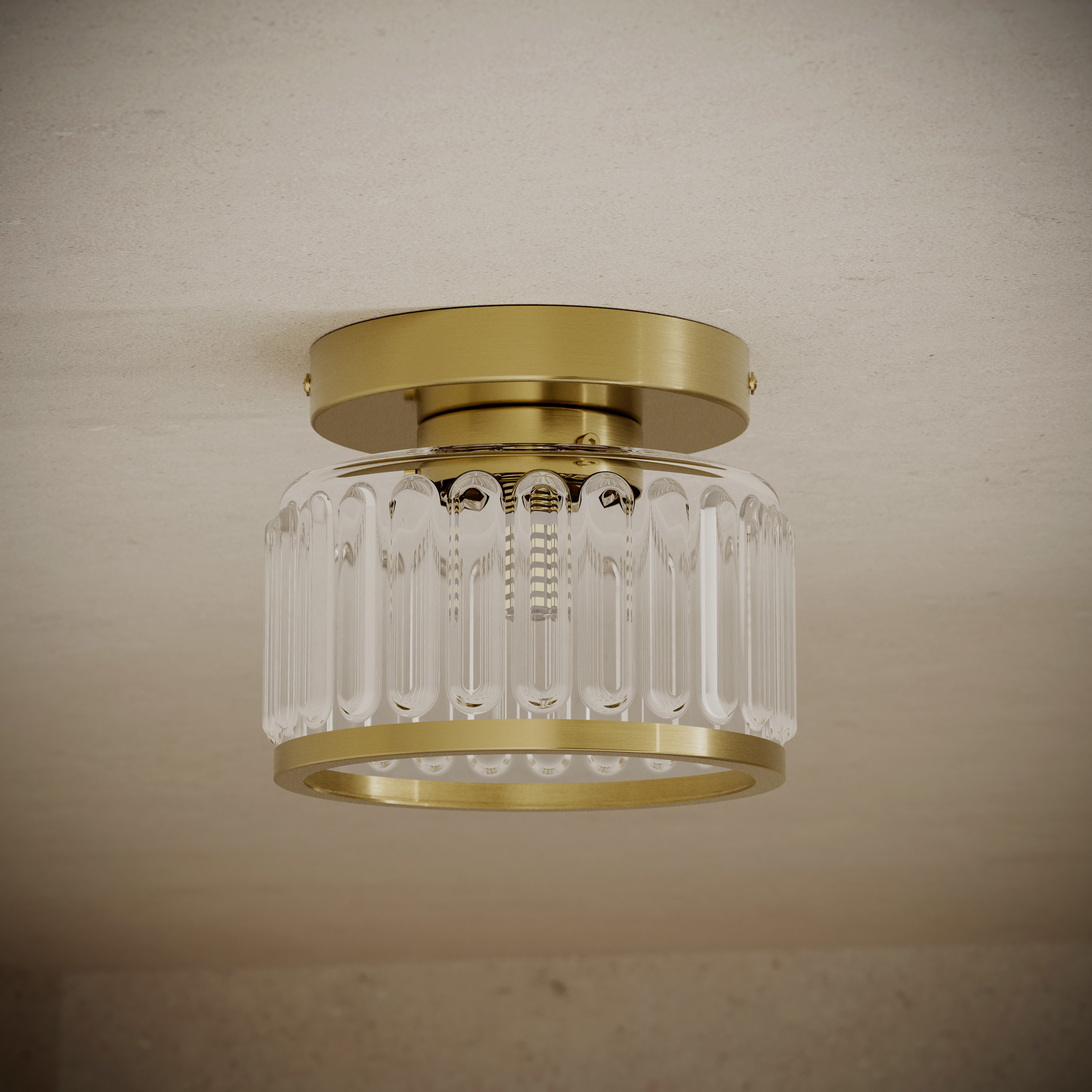 Butler & Rose Small Fluted Glass Ceiling Light - Brushed Brass