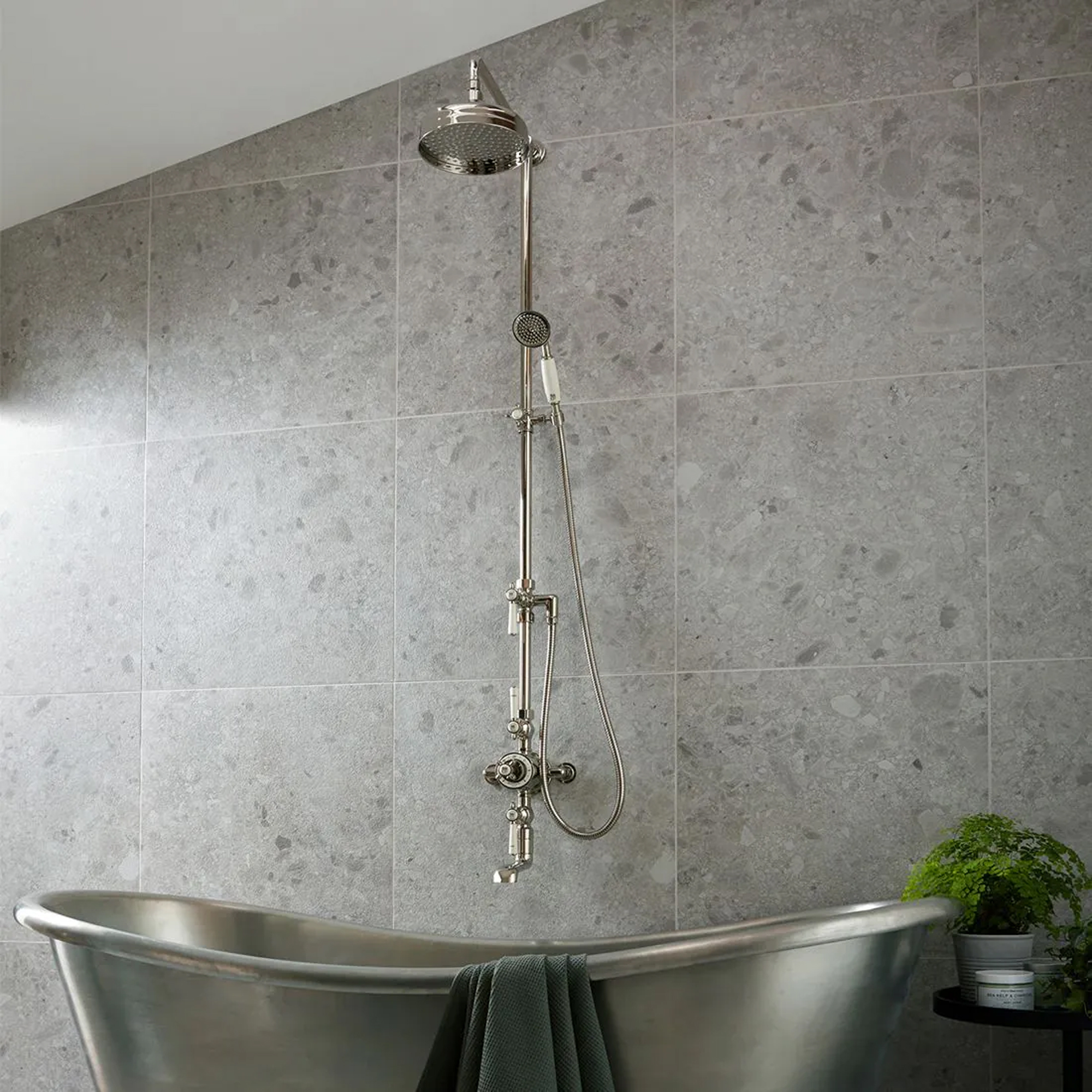 Booth & Co Axbridge Traditional 3 Outlet Exposed Thermostatic Shower Set with Bath Spout