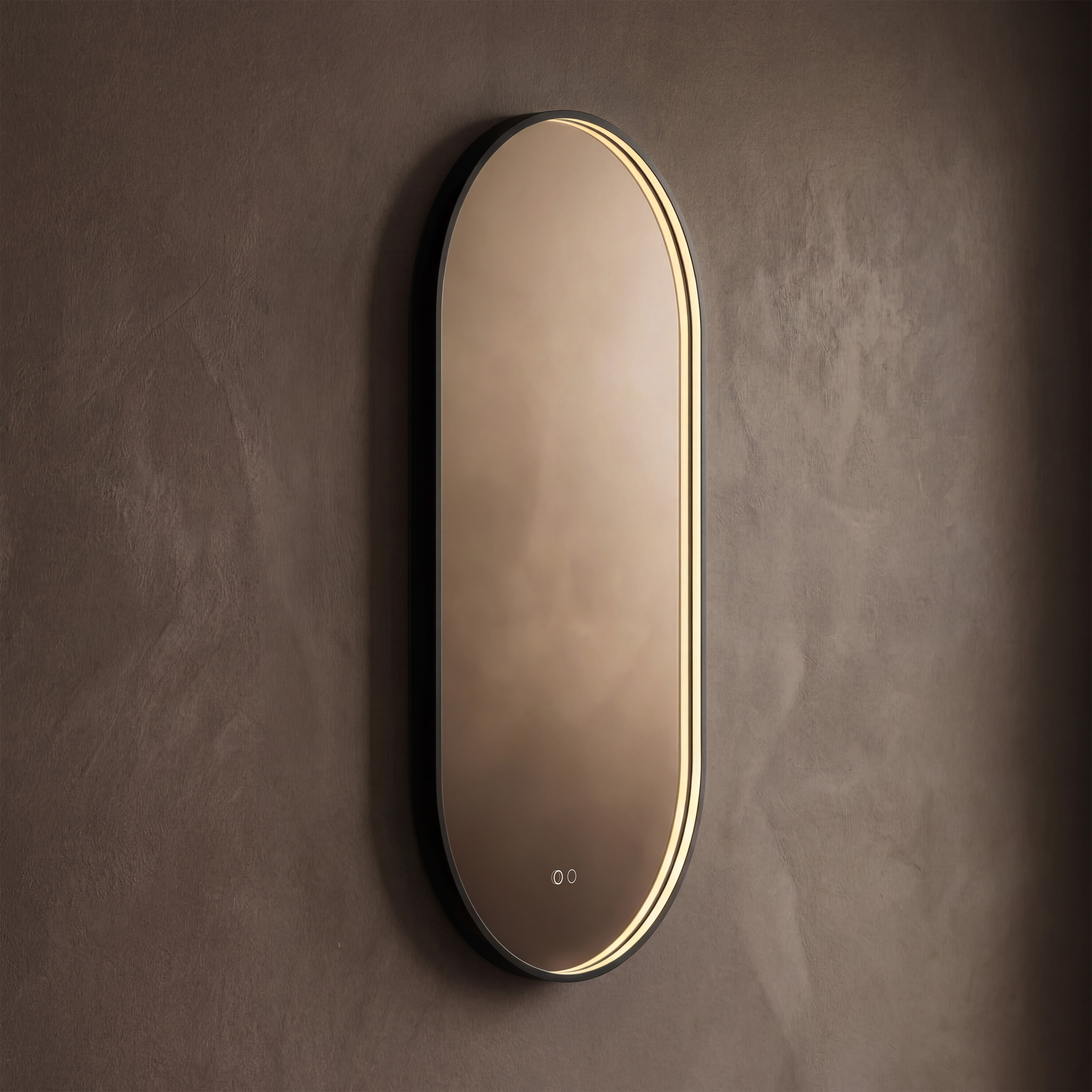 Origins Living Kingsley Matt Black Illuminated Capsule Mirror with Colour Change Lights - 500 x 1000mm