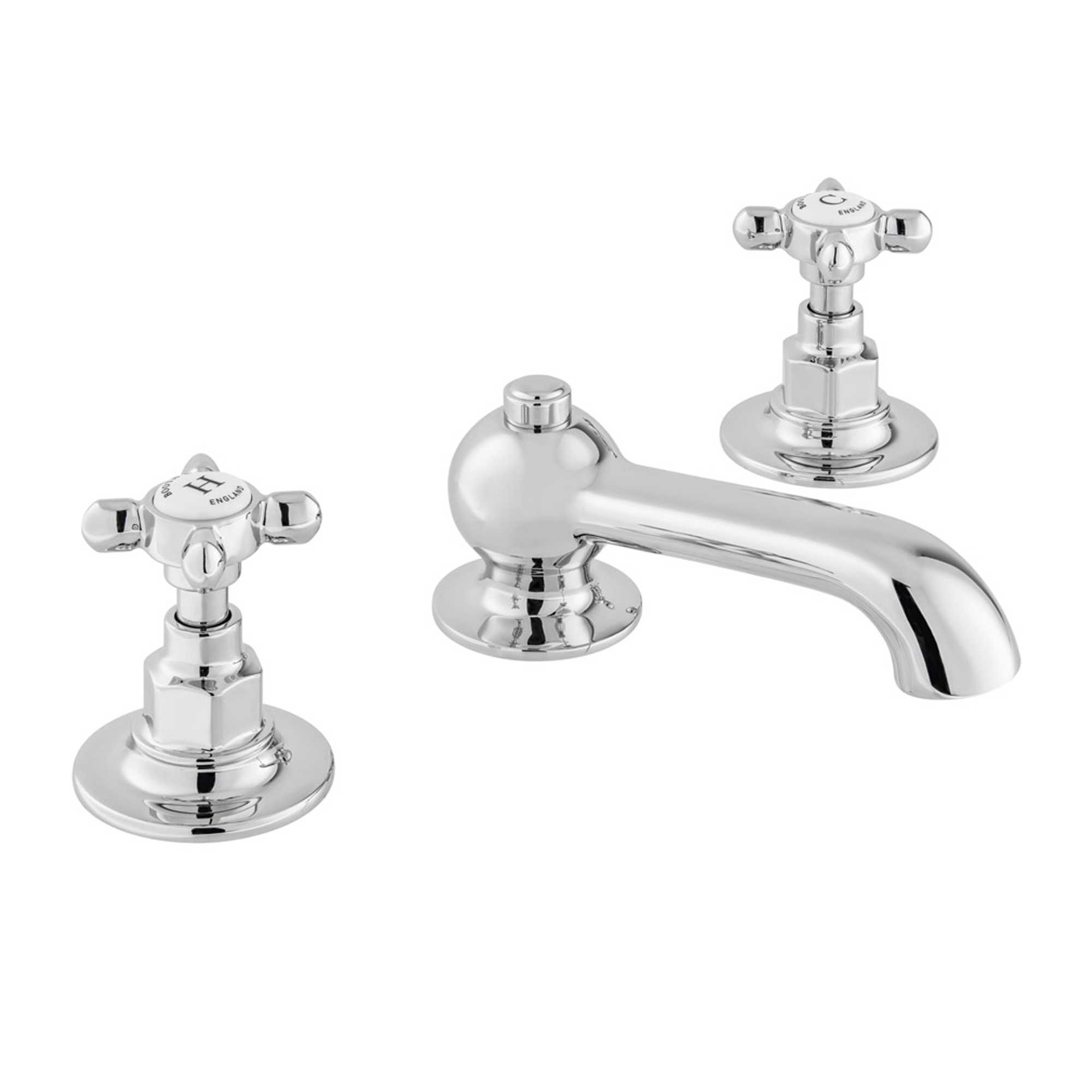 Booth & Co Axbridge Traditional Crosshead 3 Hole Basin Mixer Tap with Waste