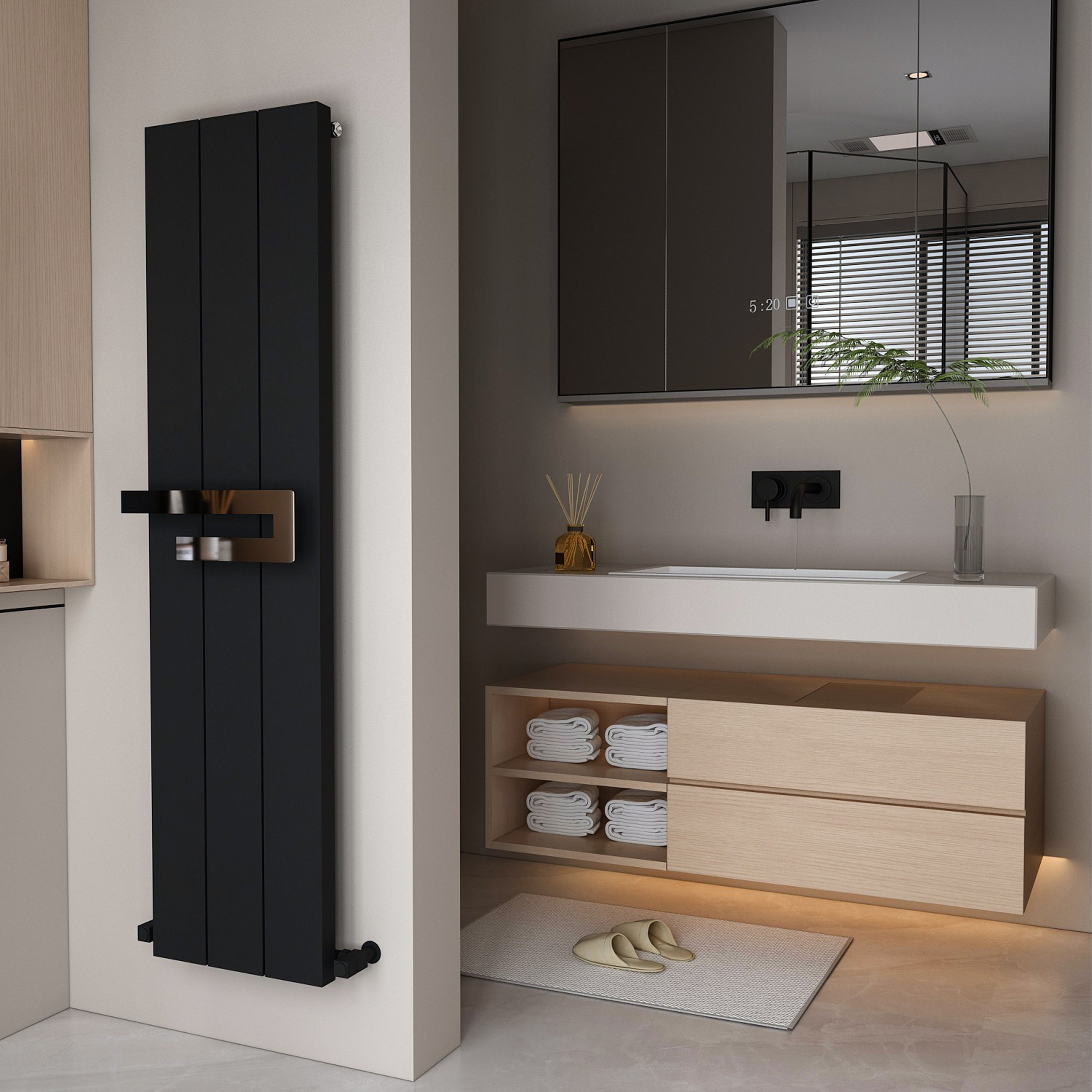 Carisa Elvino Bath Aluminium Vertical Radiator & Towel Rail