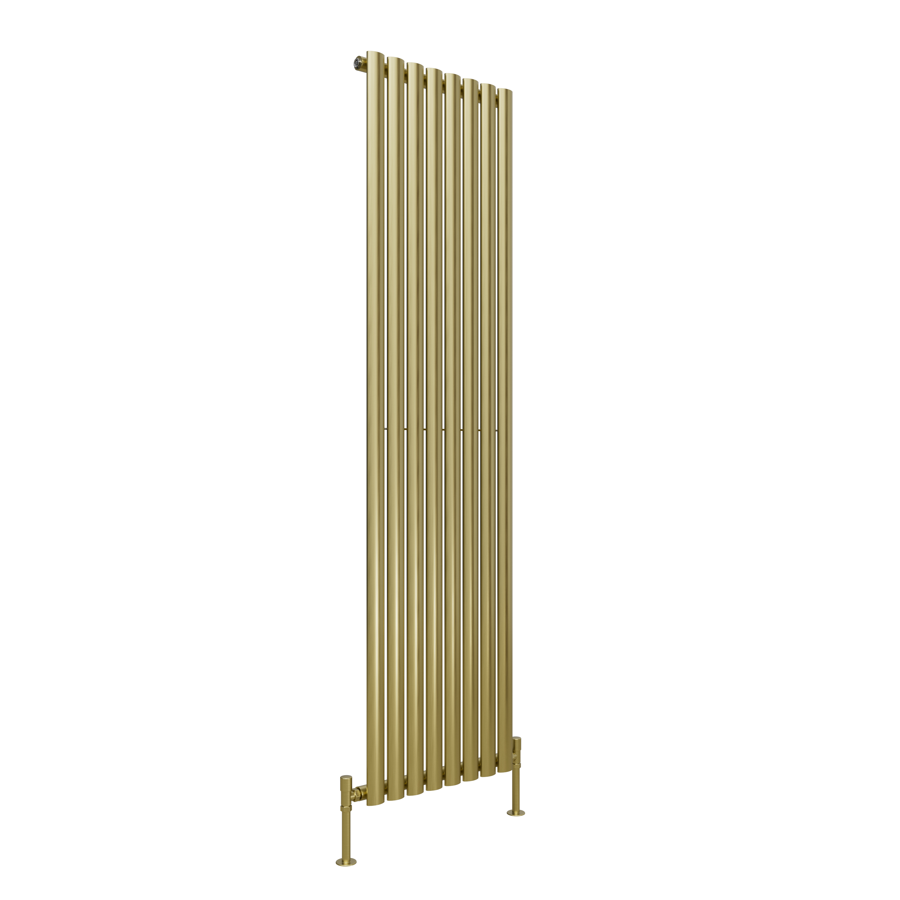 Toasty Ember Brushed Brass Single Oval Panel Vertical Radiator