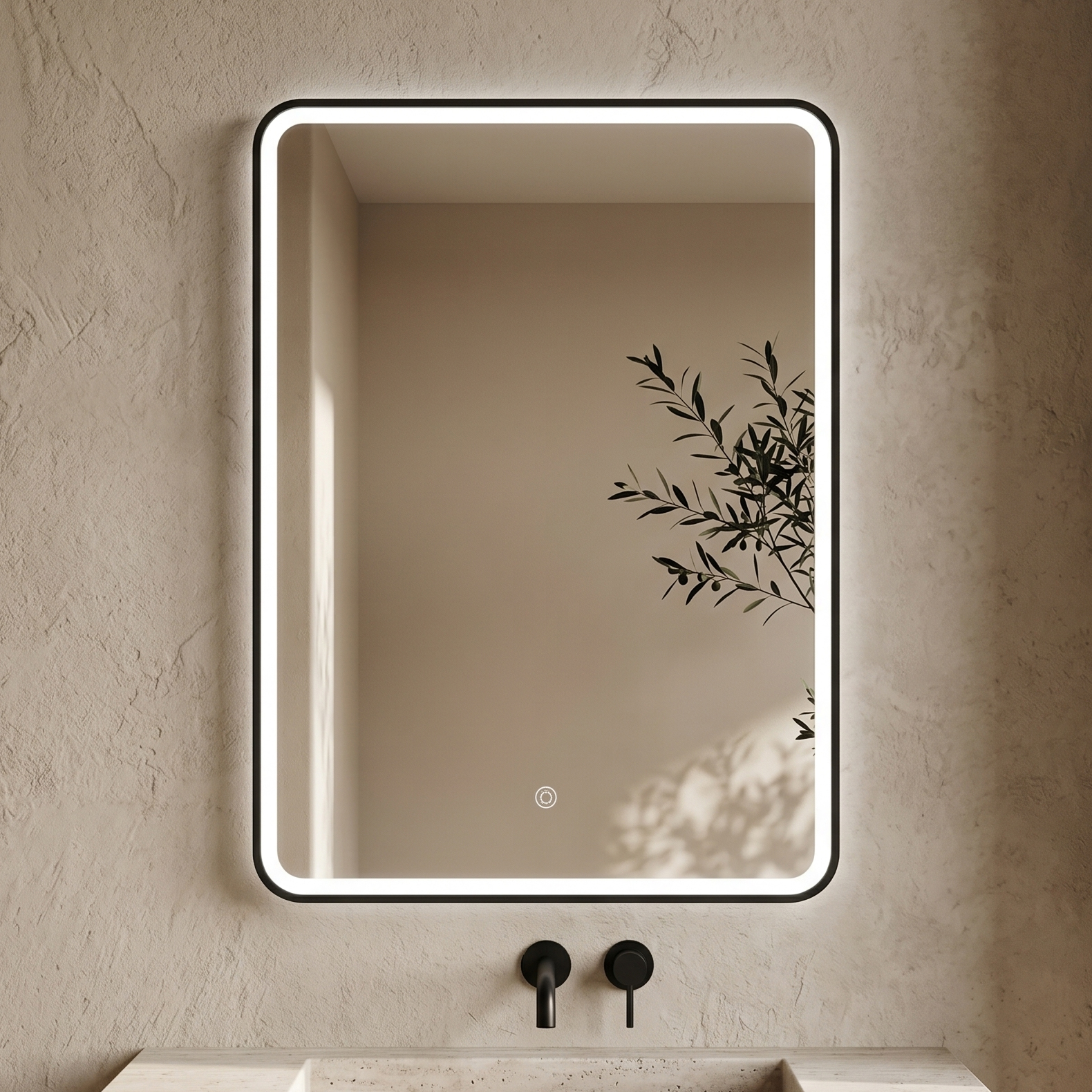 Drench Noir LED Illuminated Black Framed Mirror with Demister Pad - 500 x 700mm