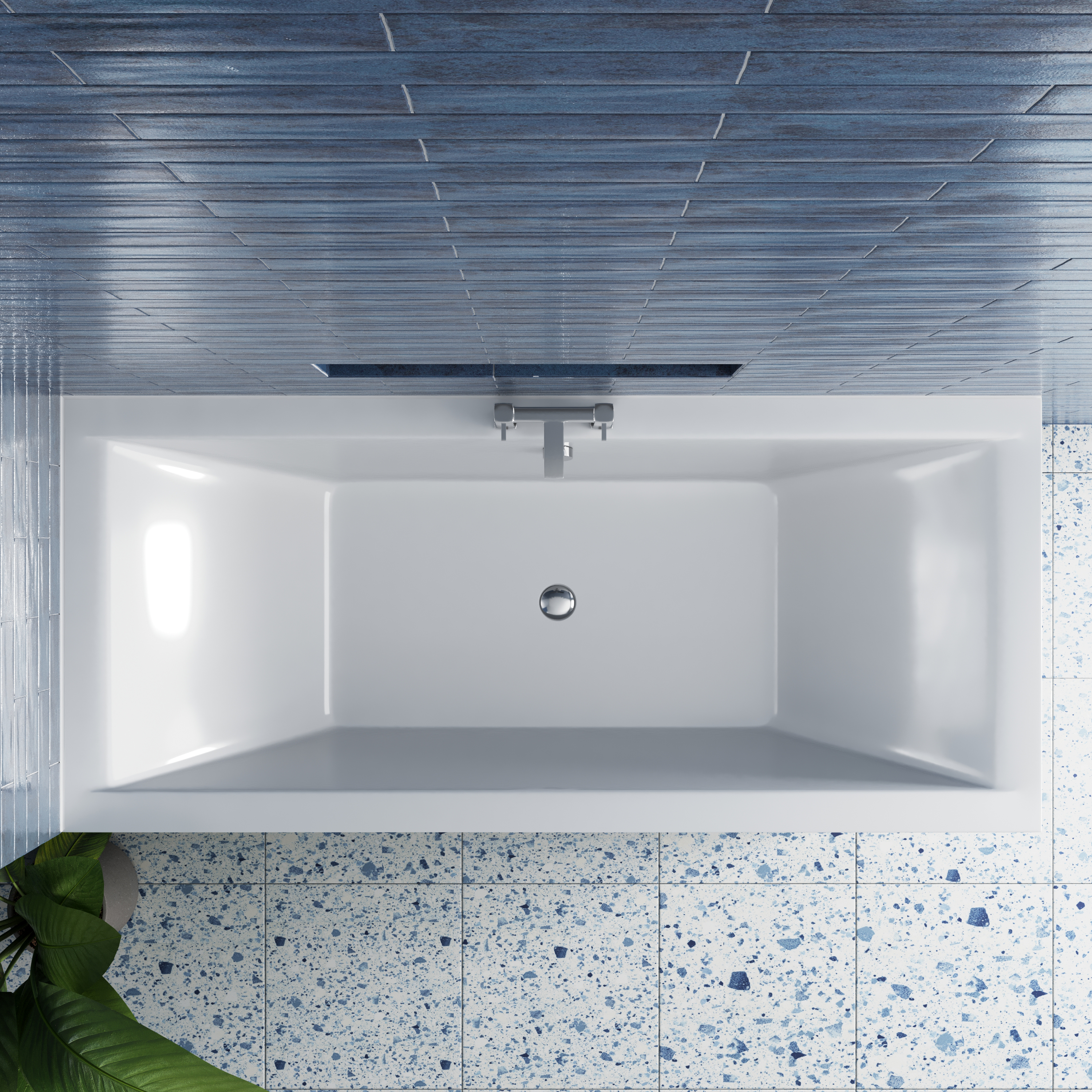Drench Straight Double Ended Bath - Square