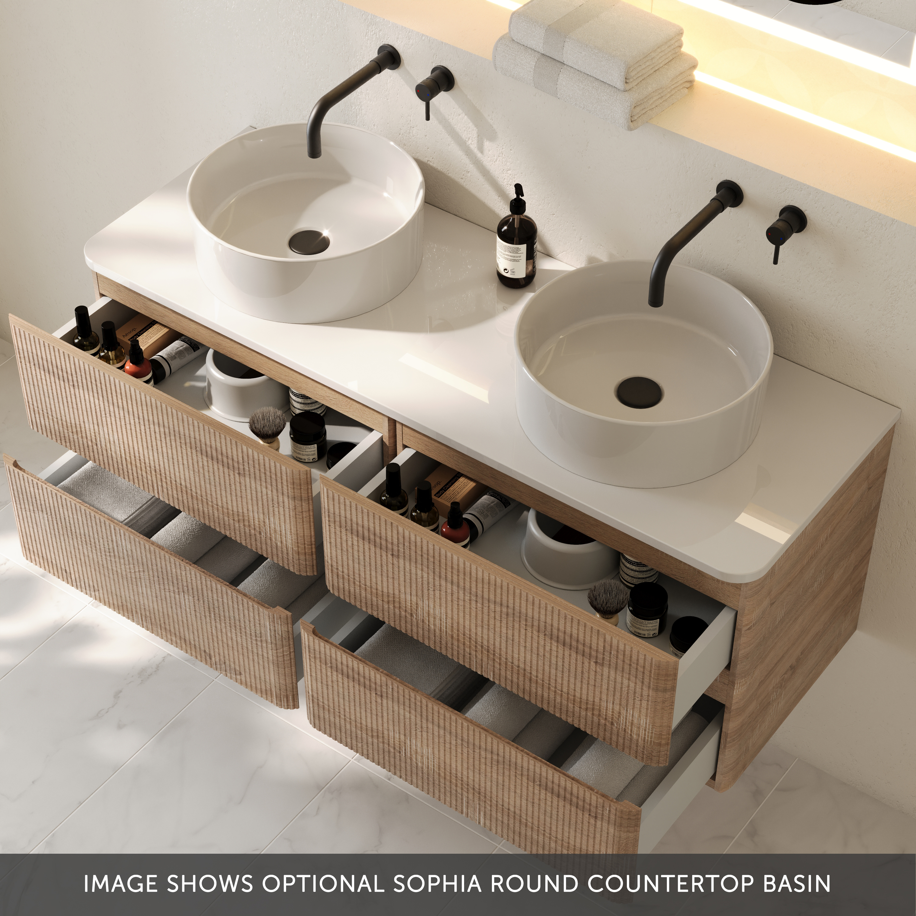 Drench Origin 1200mm Fluted Wall Mounted Vanity Unit & Countertop