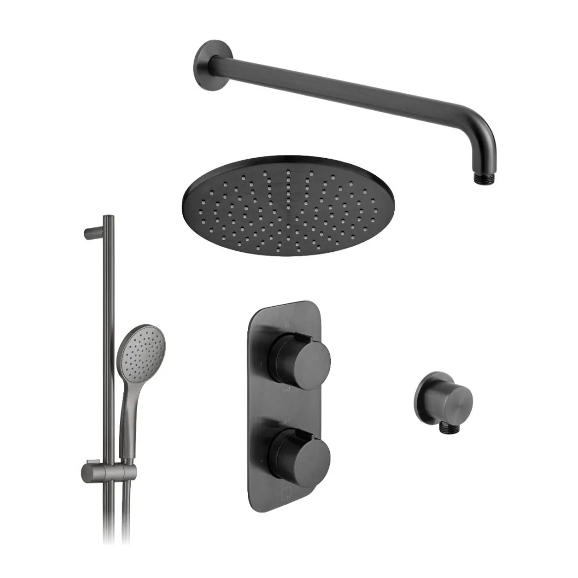 Vado Individual Tablet Altitude 2 Outlet Concealed Thermostatic Valve, Fixed Head & Shower Rail Kit