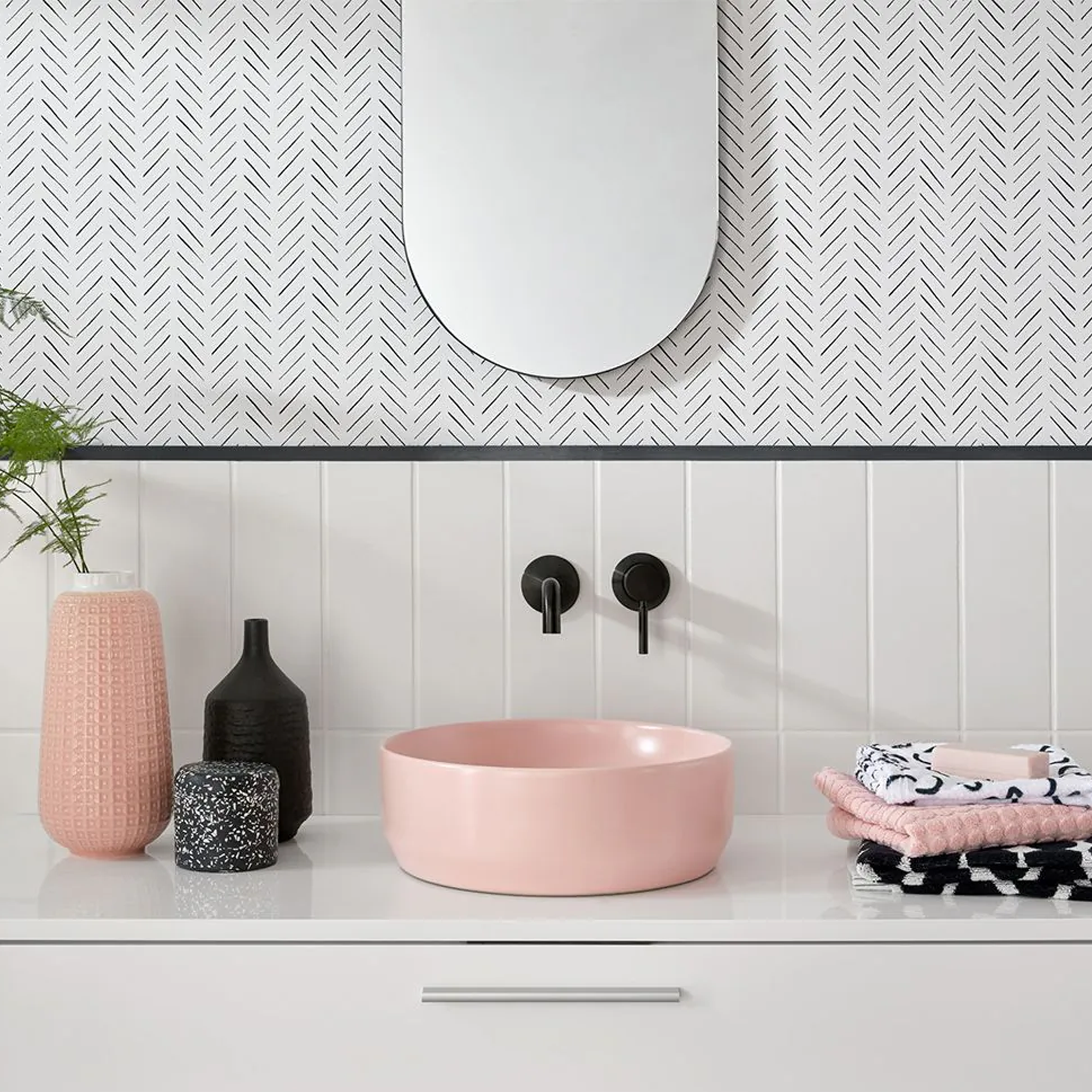 Vado Individual Origins Slimline 2 Hole Wall Mounted Basin Mixer Tap with Knurled Handle