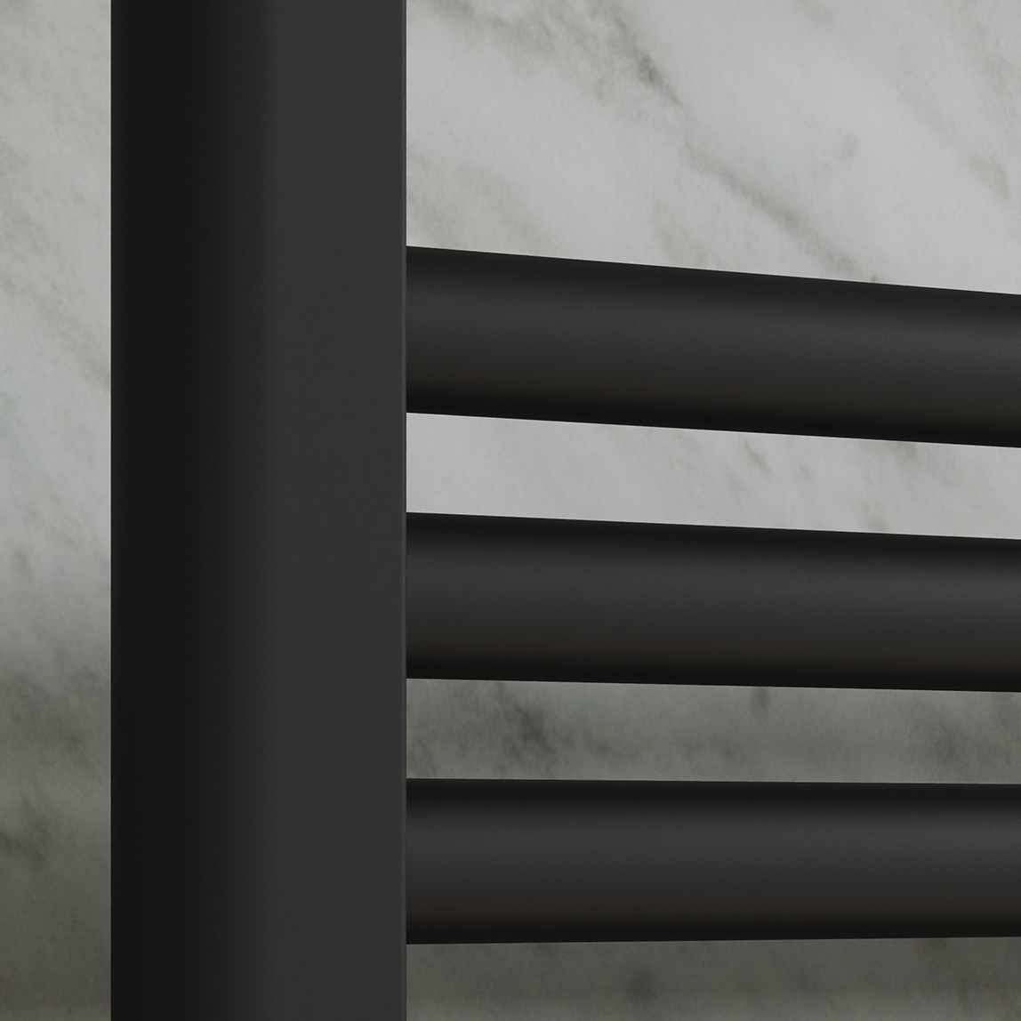 Toasty Glow Premium Matt Black 25mm Electric Heated Towel Rail with Heating Element